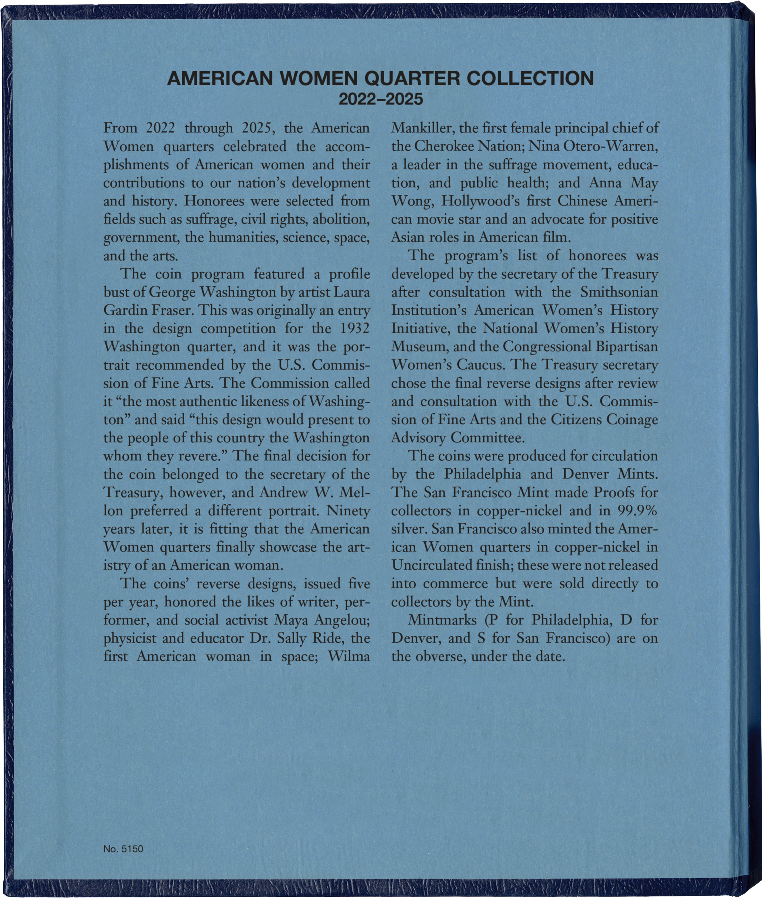 Whitman Classic® Coin Album – American Women Quarters: 2022-2025 (Single Mint)