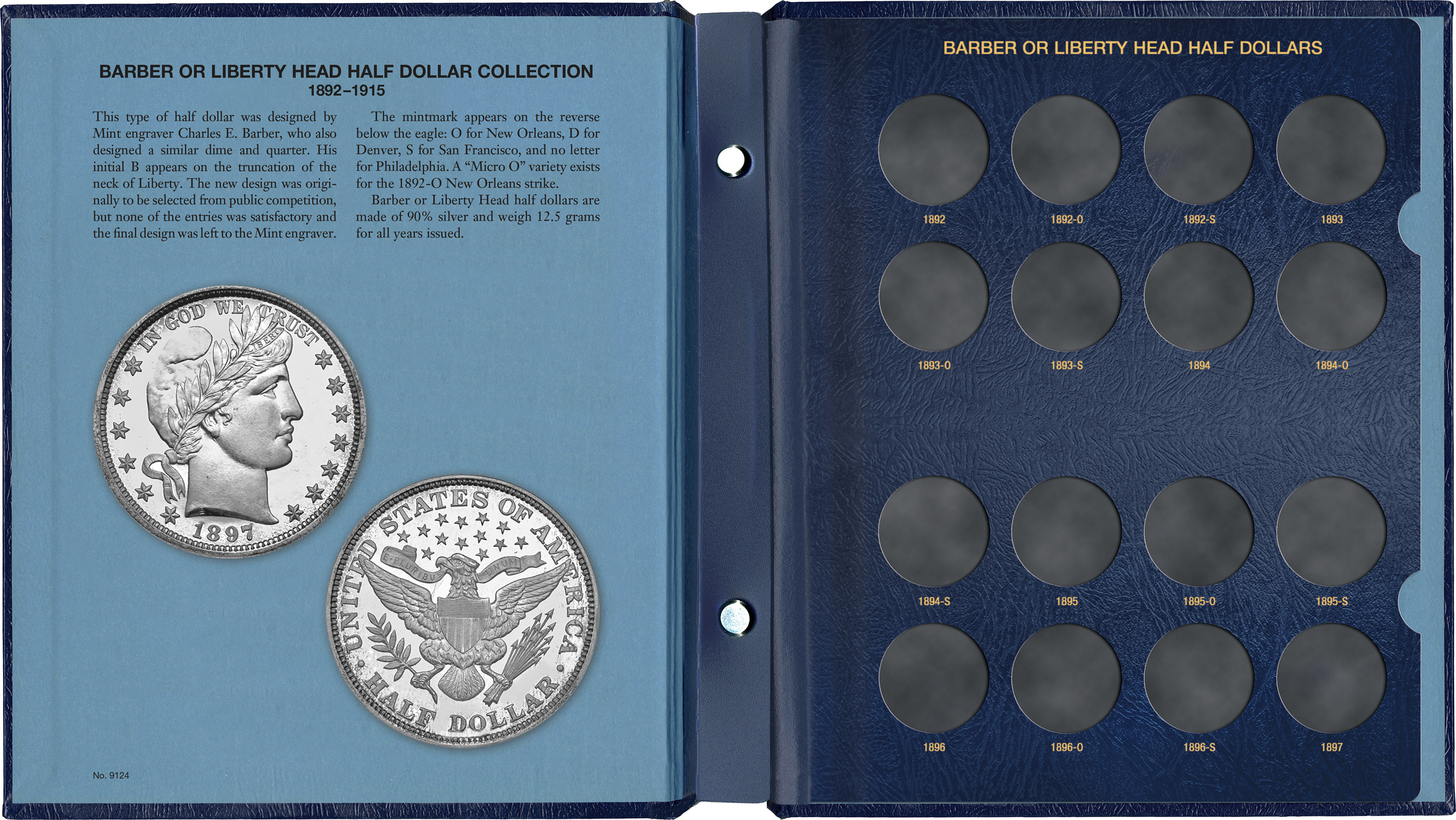 Whitman Classic® Coin Album – Barber (Liberty Head) Half Dollars: 1892-1915 (P, D, O, & S Mints)