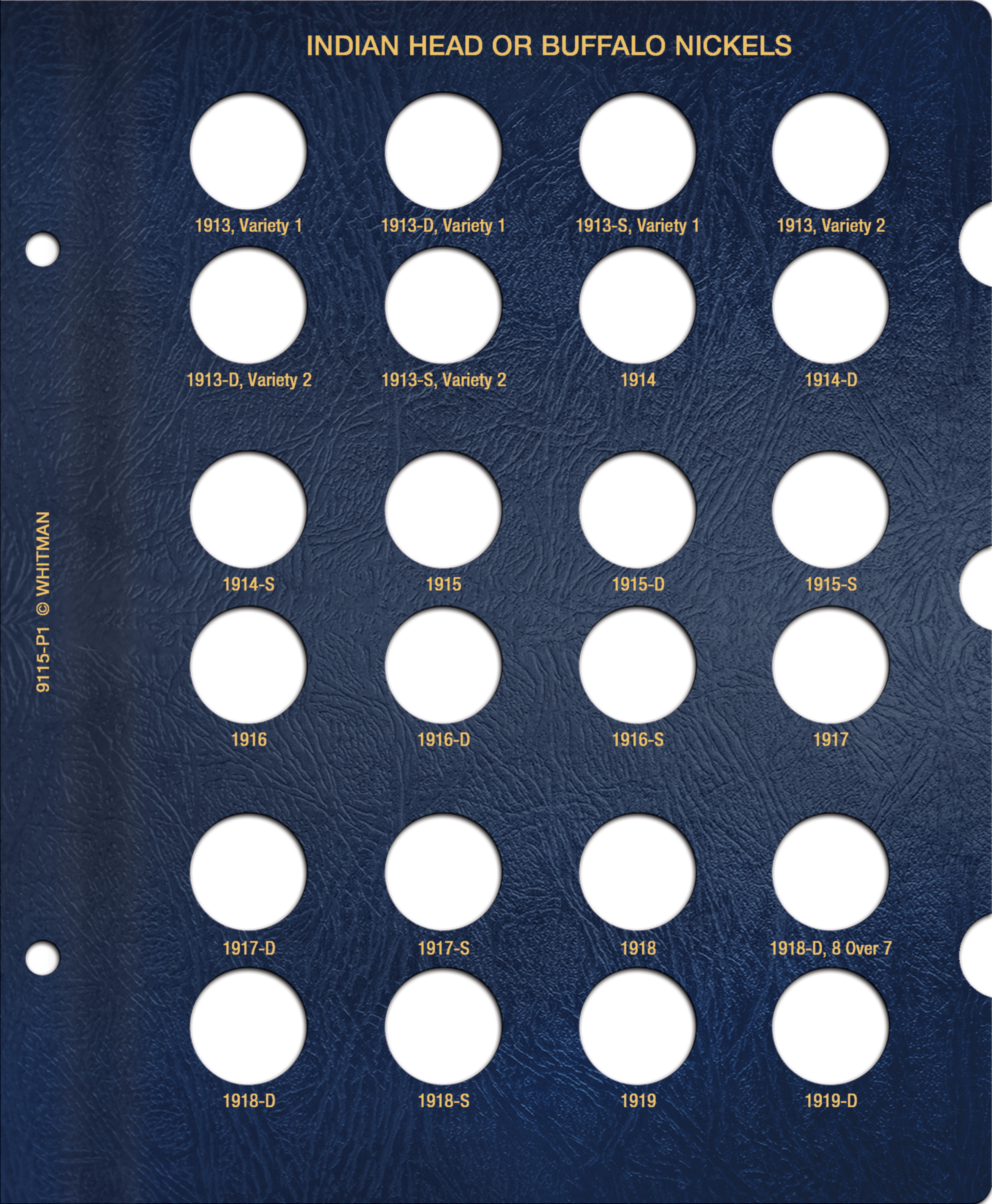 Whitman Classic® Coin Album – Buffalo Nickels: 1913-1938 (P, D, & S Mints)