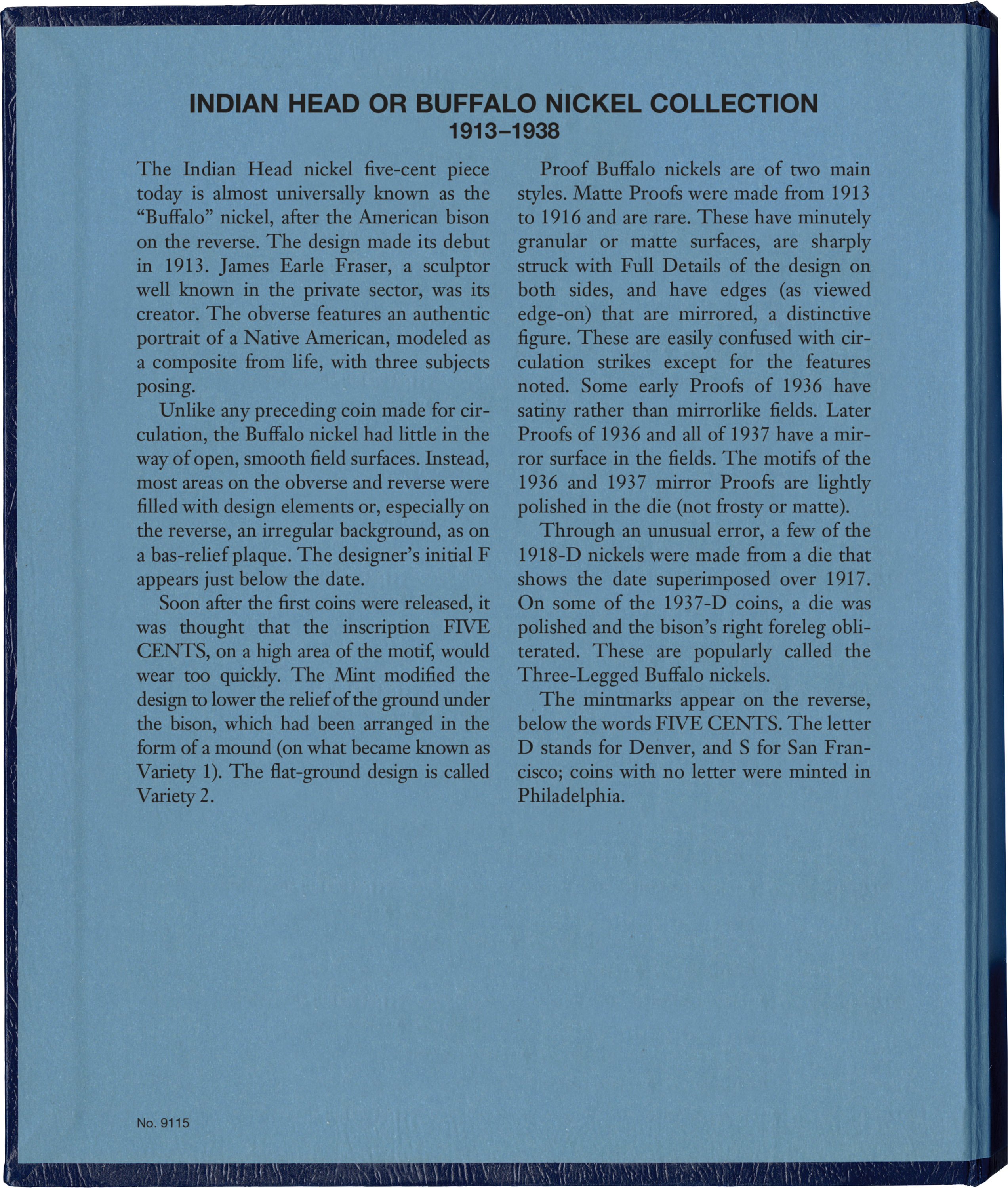 Whitman Classic® Coin Album – Buffalo Nickels: 1913-1938 (P, D, & S Mints)