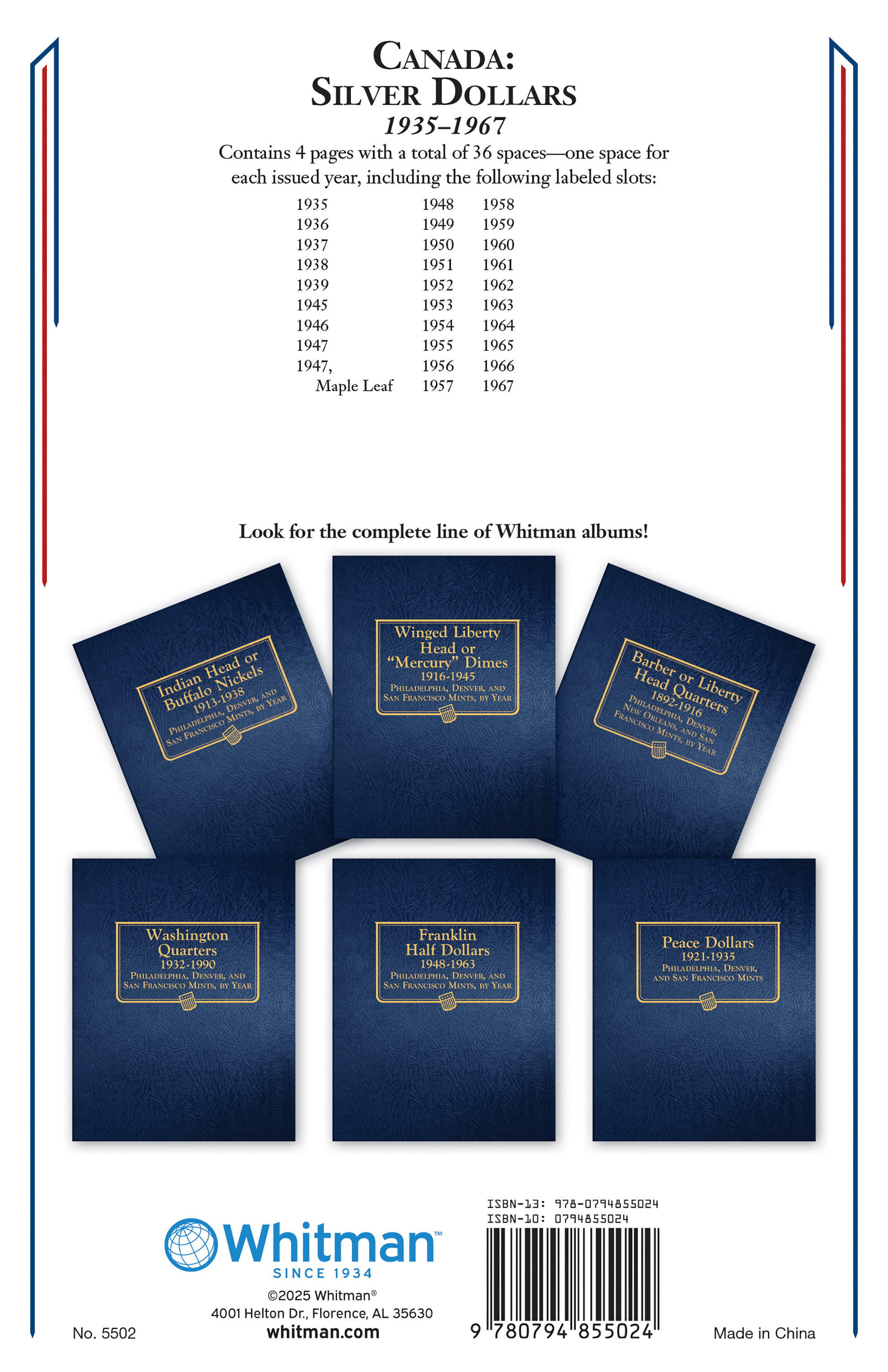 Whitman Classic® Coin Album – Canada Silver Dollars: 1935-1967