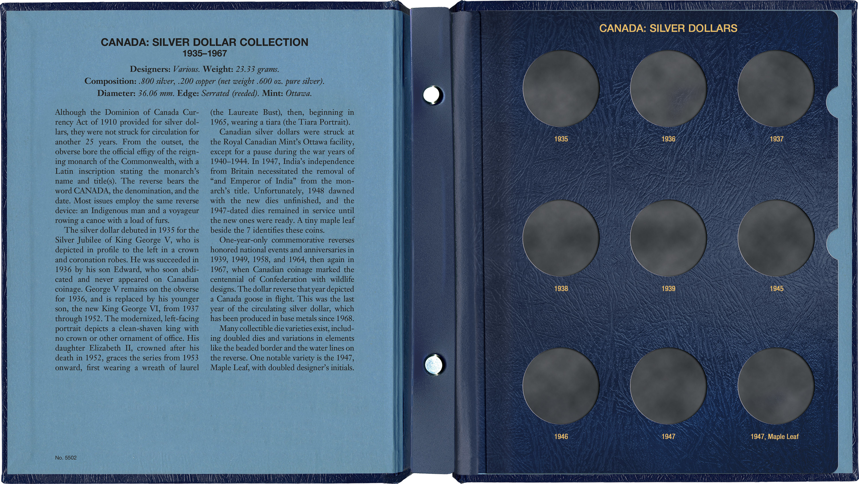 Whitman Classic® Coin Album – Canada Silver Dollars: 1935-1967