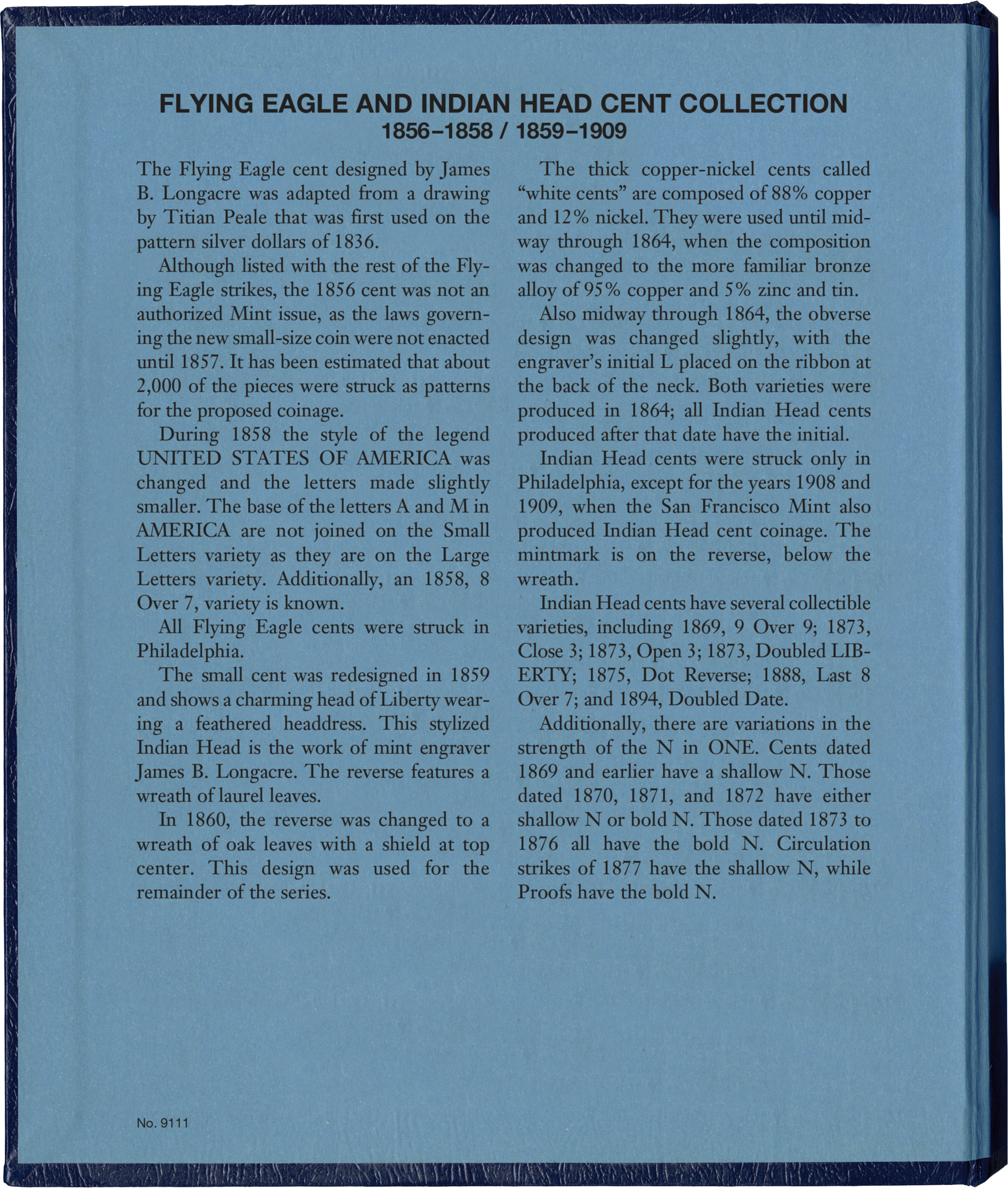 Whitman Classic® Coin Album – Flying Eagle and Indian Head Cents: 1856-1909 (P & S Mints)