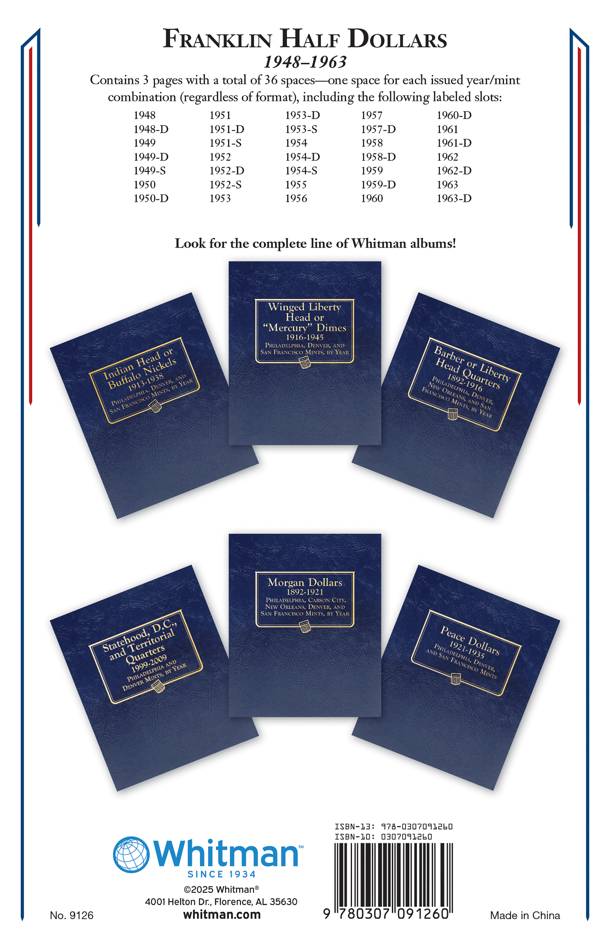 Whitman Classic® Coin Album – Franklin Half Dollars: 1948-1963 (P, D, & S Mints)