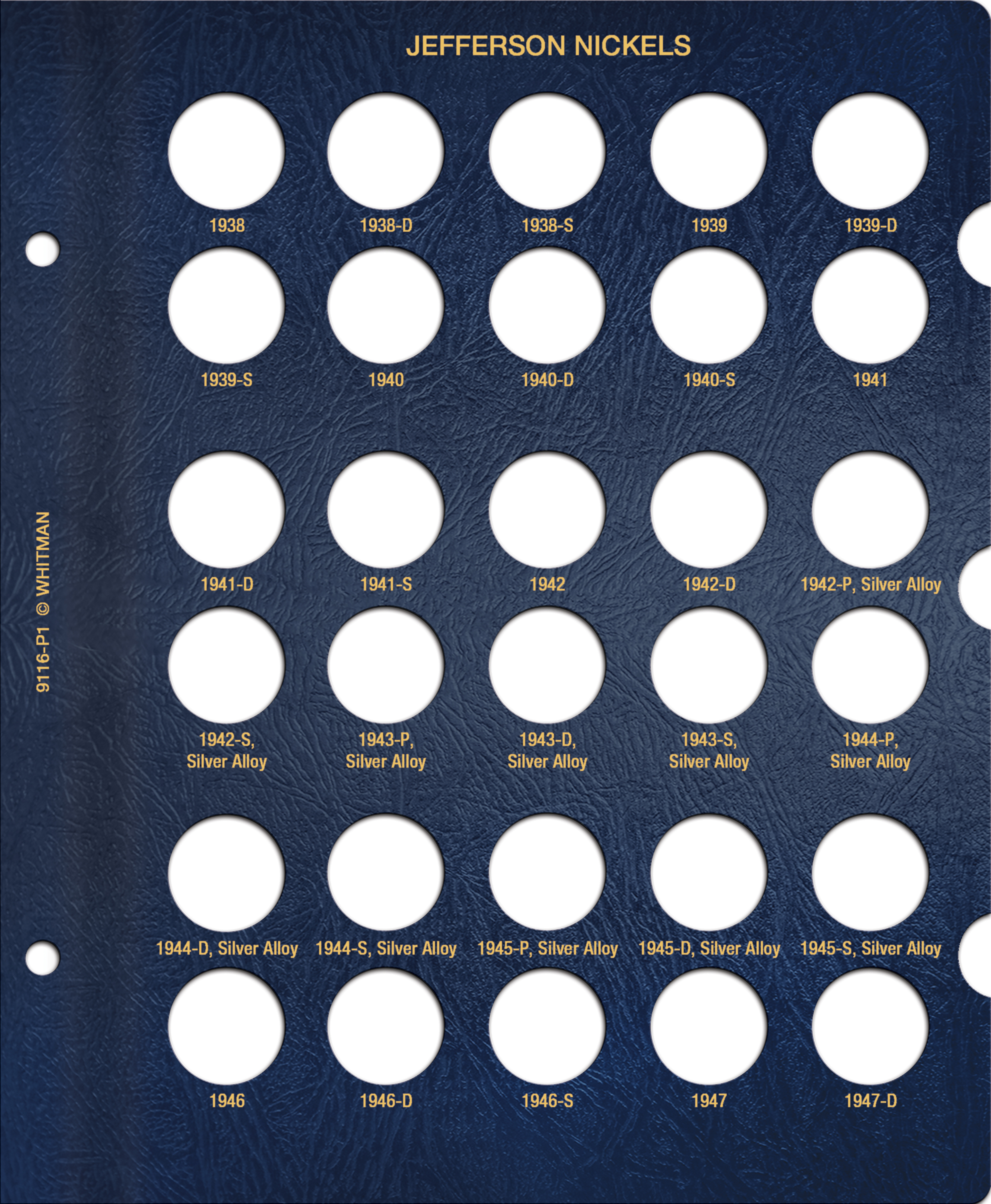 Whitman Classic® Coin Album – Jefferson Nickels Volume #1: 1938-2003 (P, D, & S Mints)