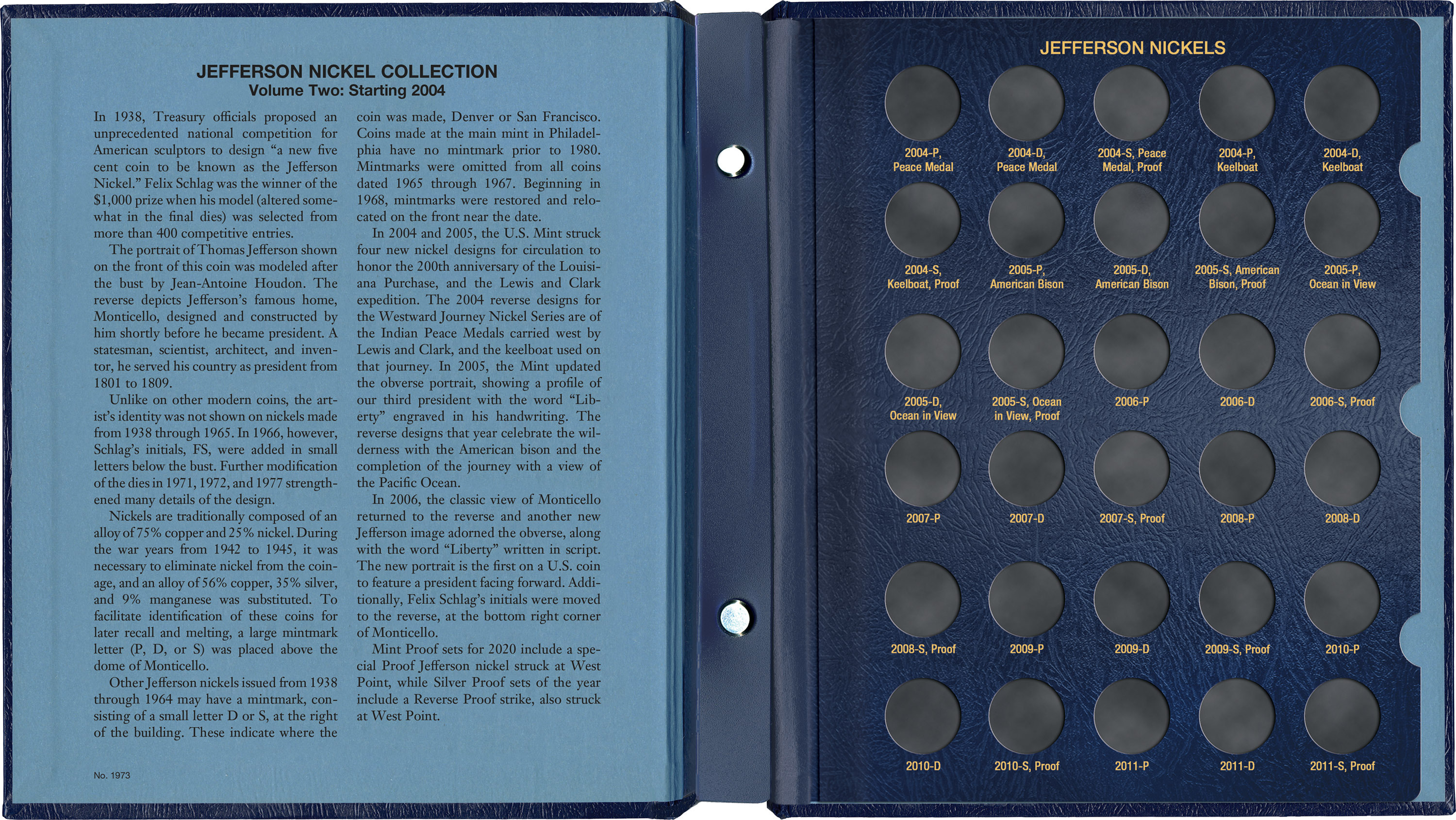 Whitman Classic® Coin Album – Jefferson Nickels Volume #2: Starting 2004 (P, D, S, & W Mints)