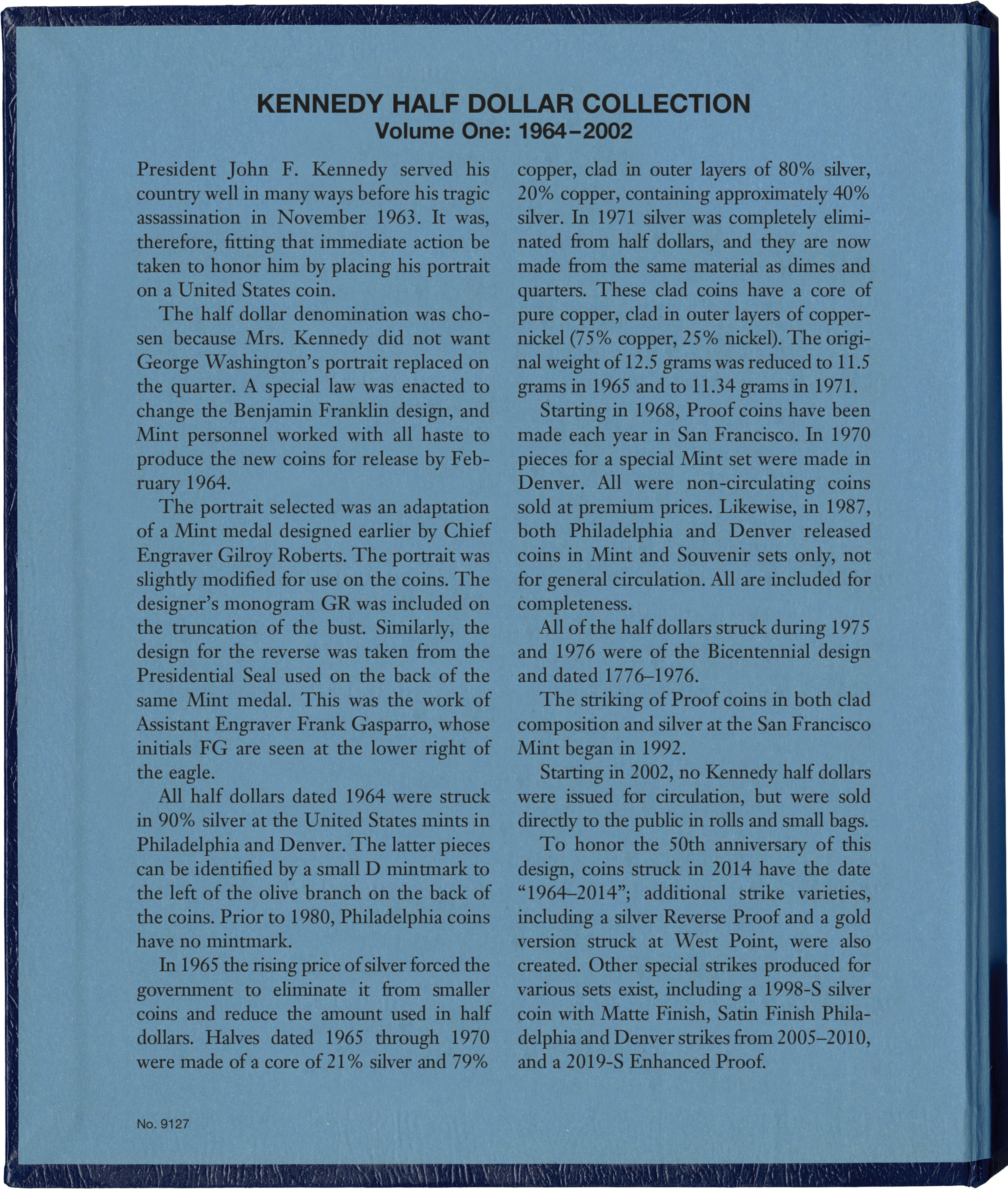 Whitman Classic® Coin Album – Kennedy Half Dollars Volume #1: 1964-2002 (P, D, & S Mints)