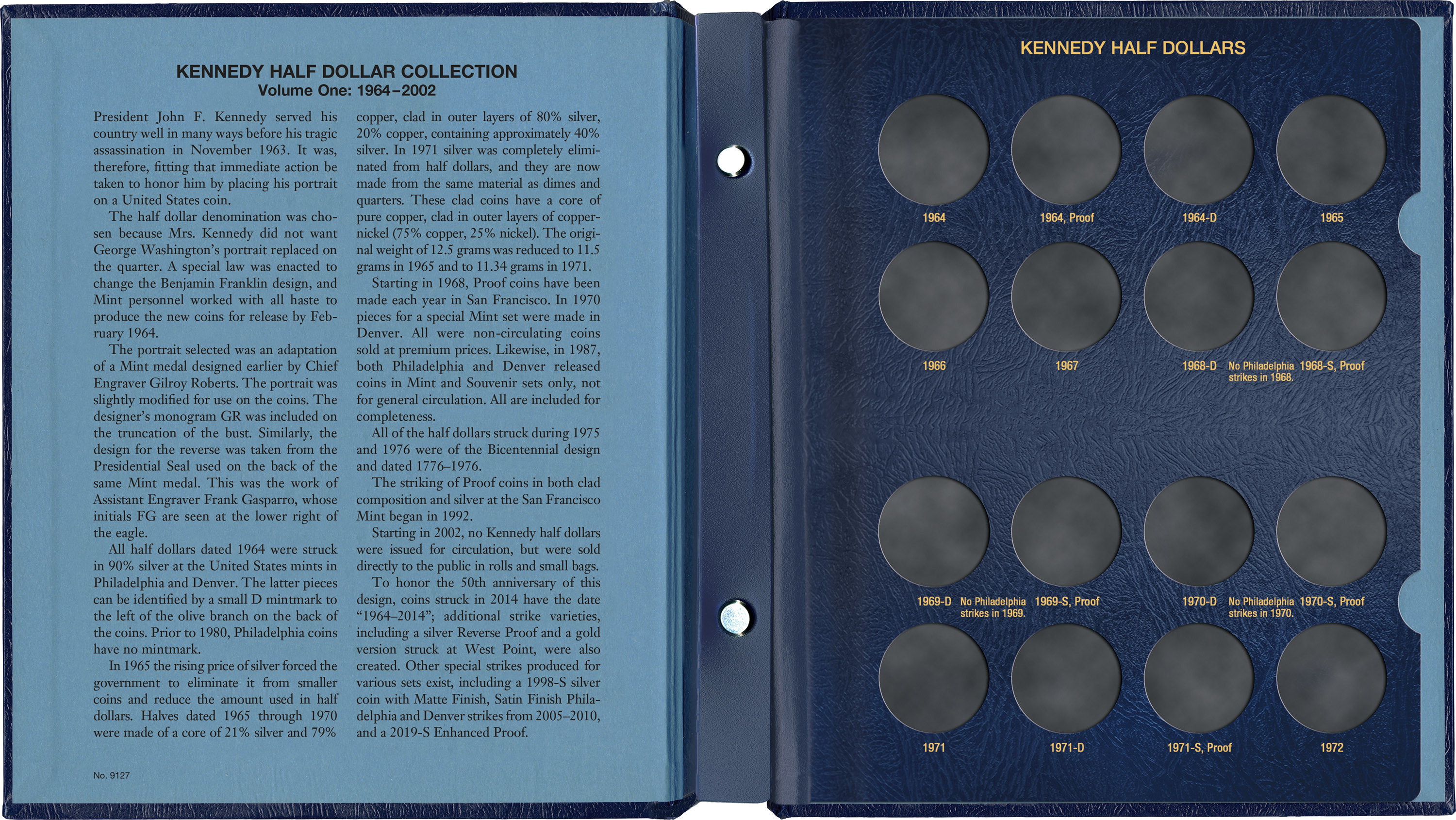 Whitman Classic® Coin Album – Kennedy Half Dollars Volume #1: 1964-2002 (P, D, & S Mints)