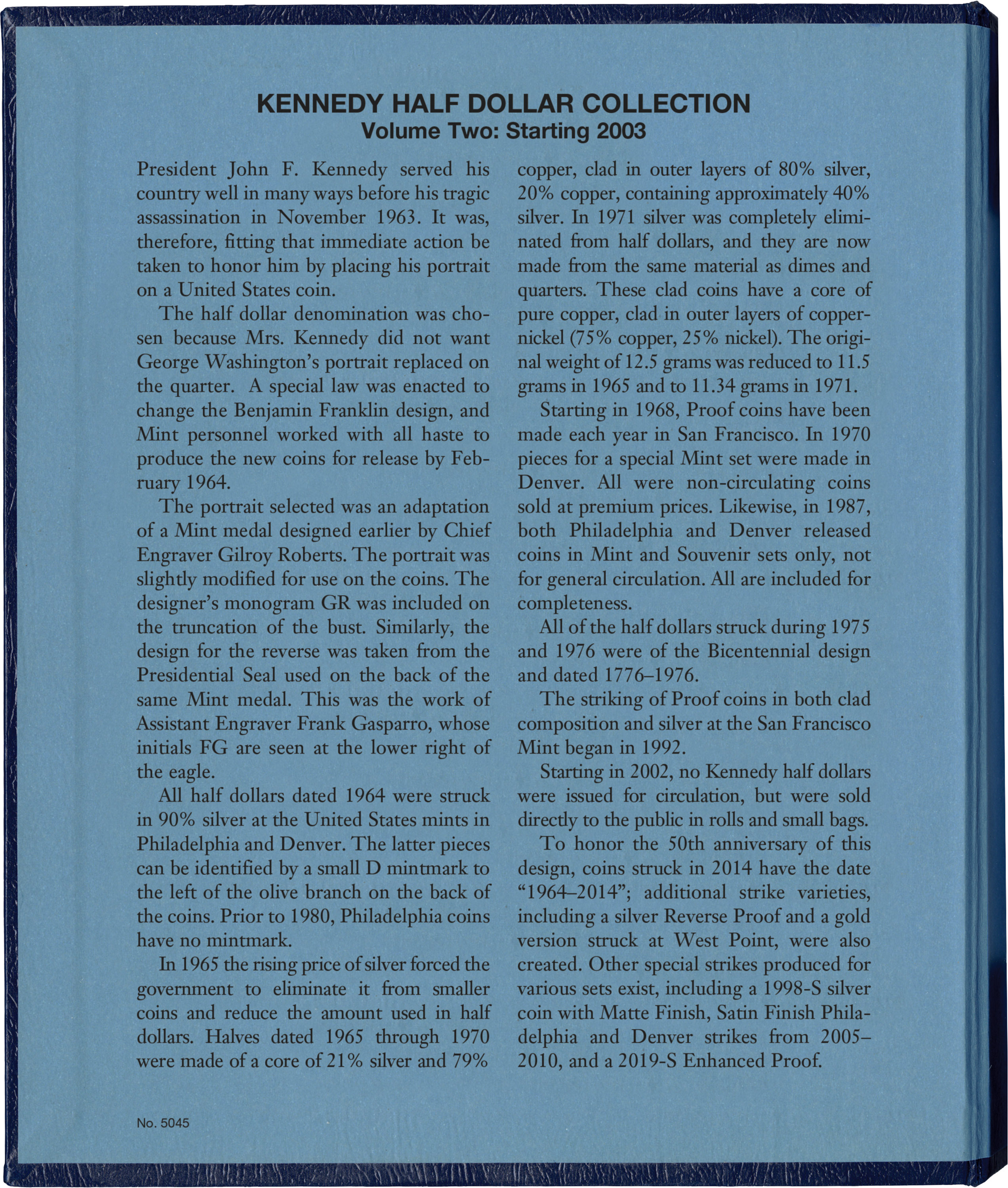 Whitman Classic® Coin Album – Kennedy Half Dollars Volume #2: Starting 2003 (P, D, & S Mints)