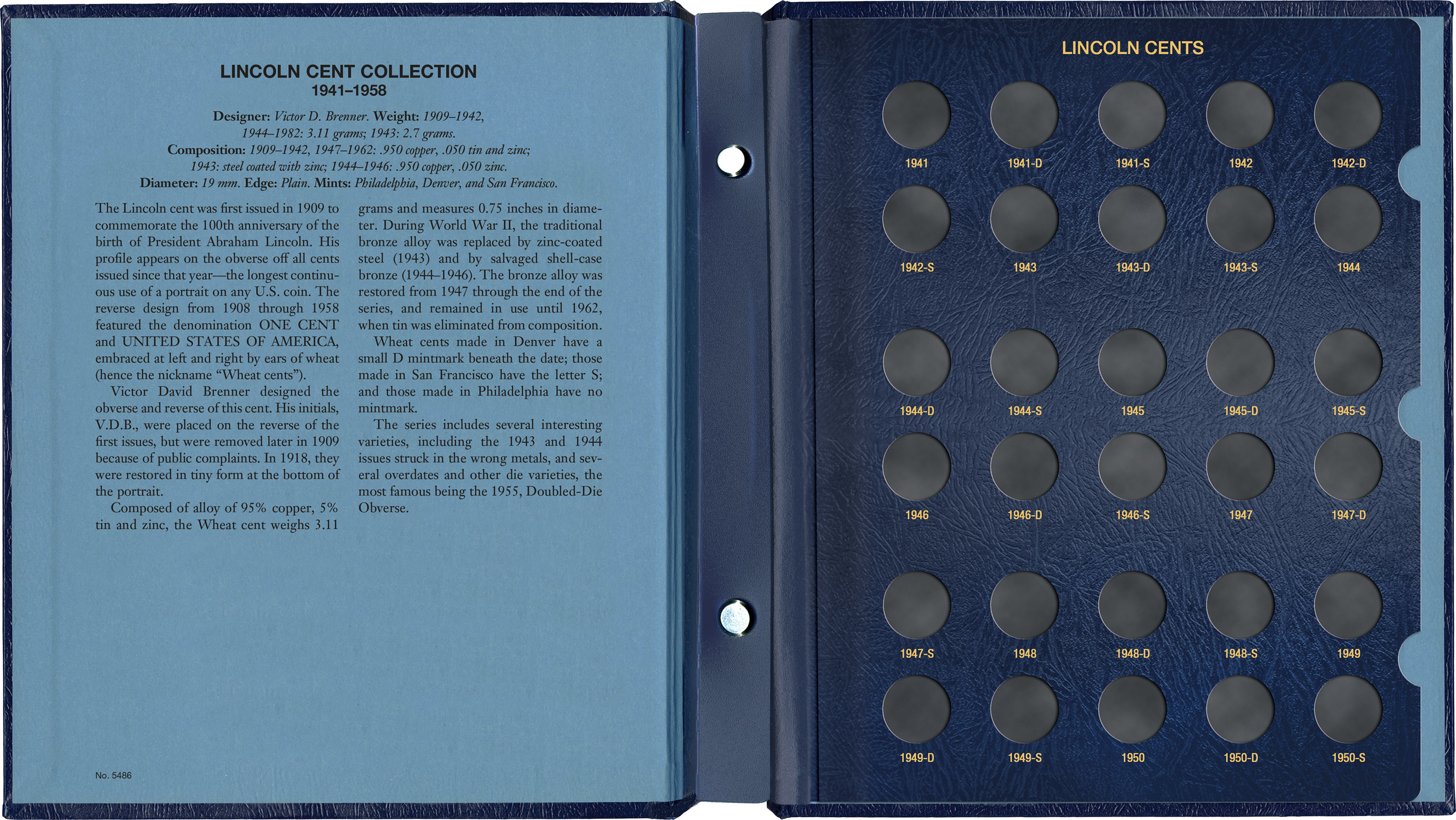 Whitman Classic® Coin Album – Lincoln Cents: 1941-1958 (P, D, & S mints)