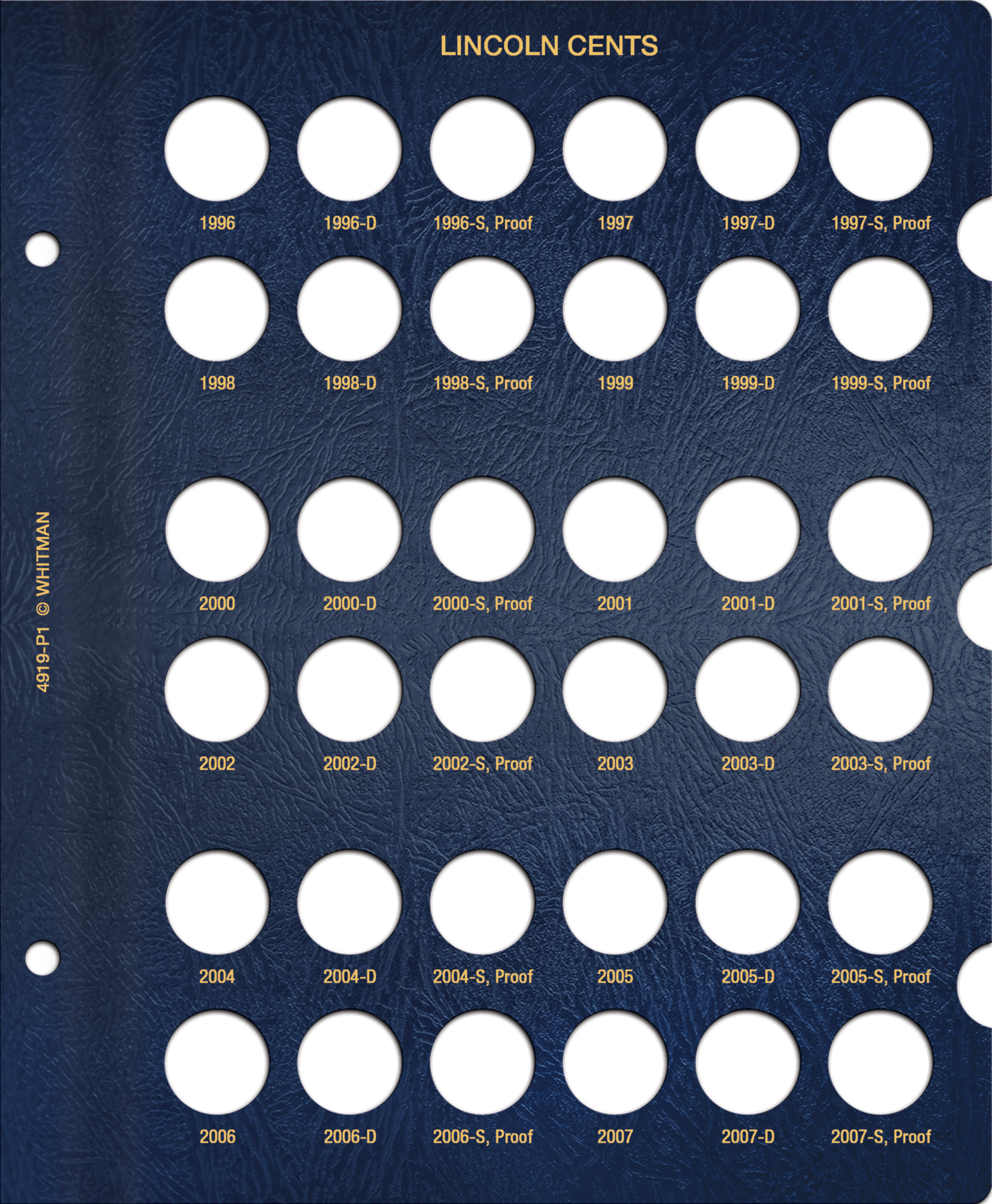 Whitman Classic® Coin Album – Lincoln Cents Volume #2: Starting 1996 (P, D, & S Mints)