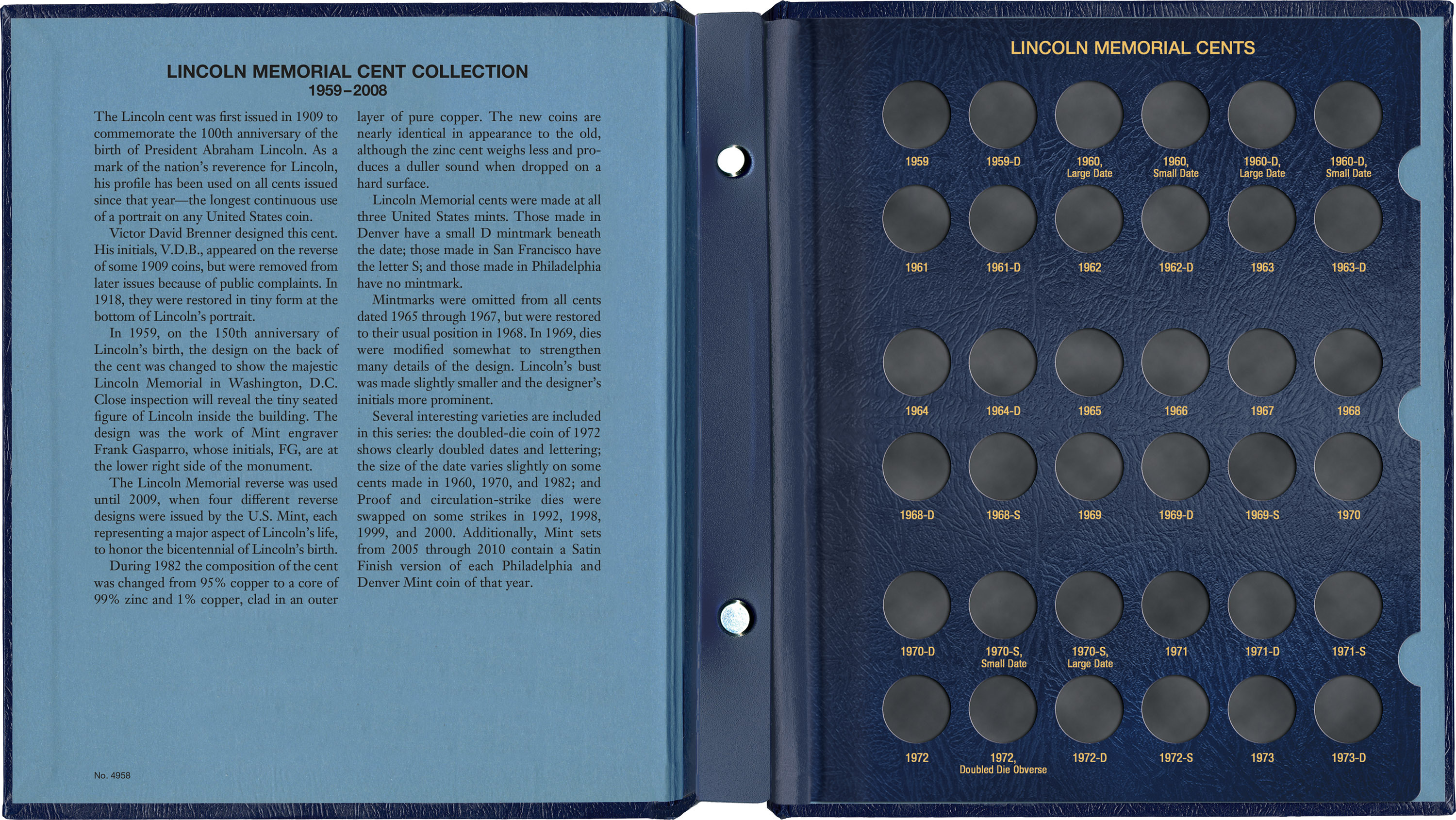 Whitman Classic® Coin Album – Lincoln Memorial Cents: 1959-2008 (P, D & S Mints)