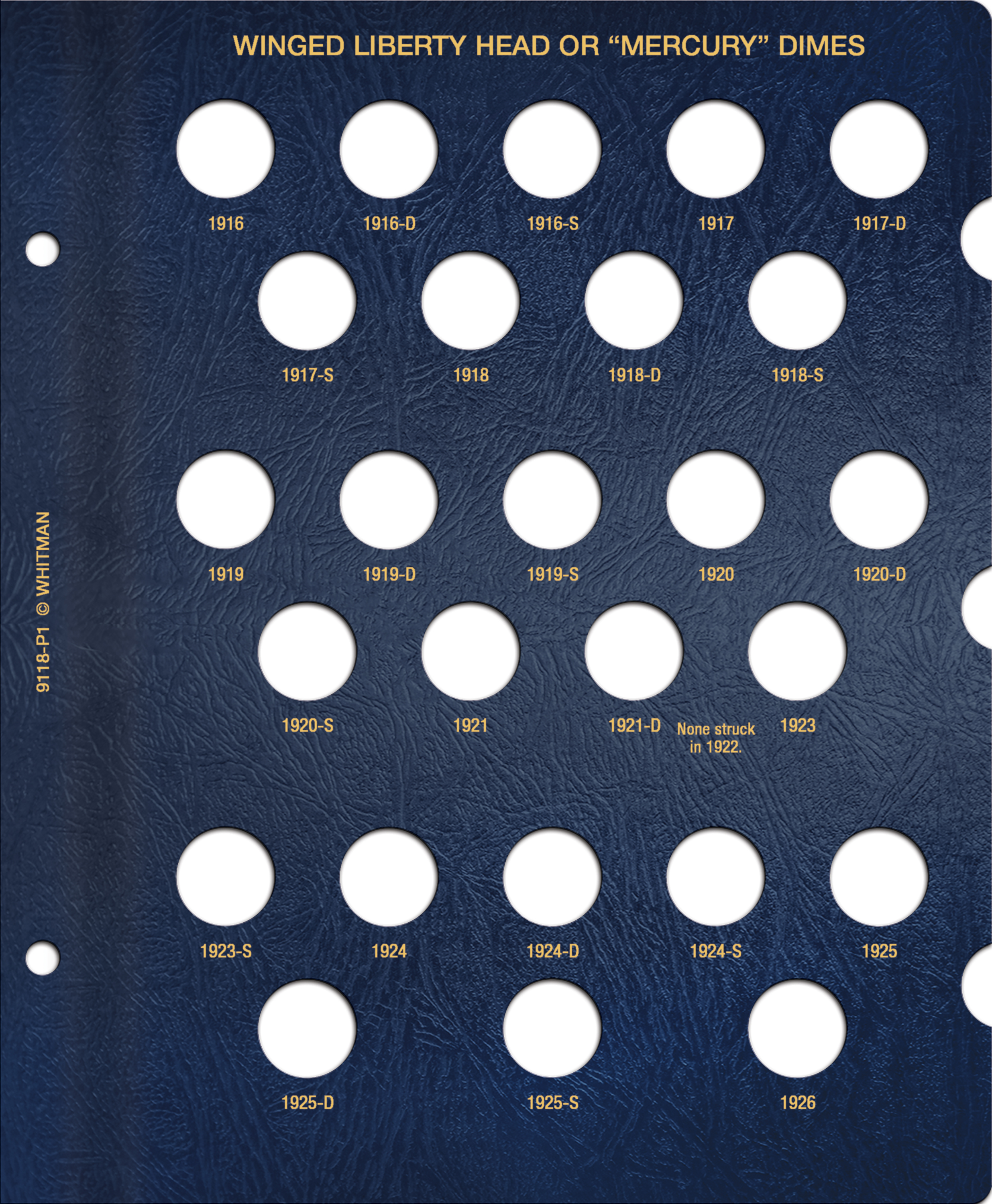 Whitman Classic® Coin Album – Mercury (Winged Liberty Head) Dimes: 1916-1945 (P, D, & S Mints)