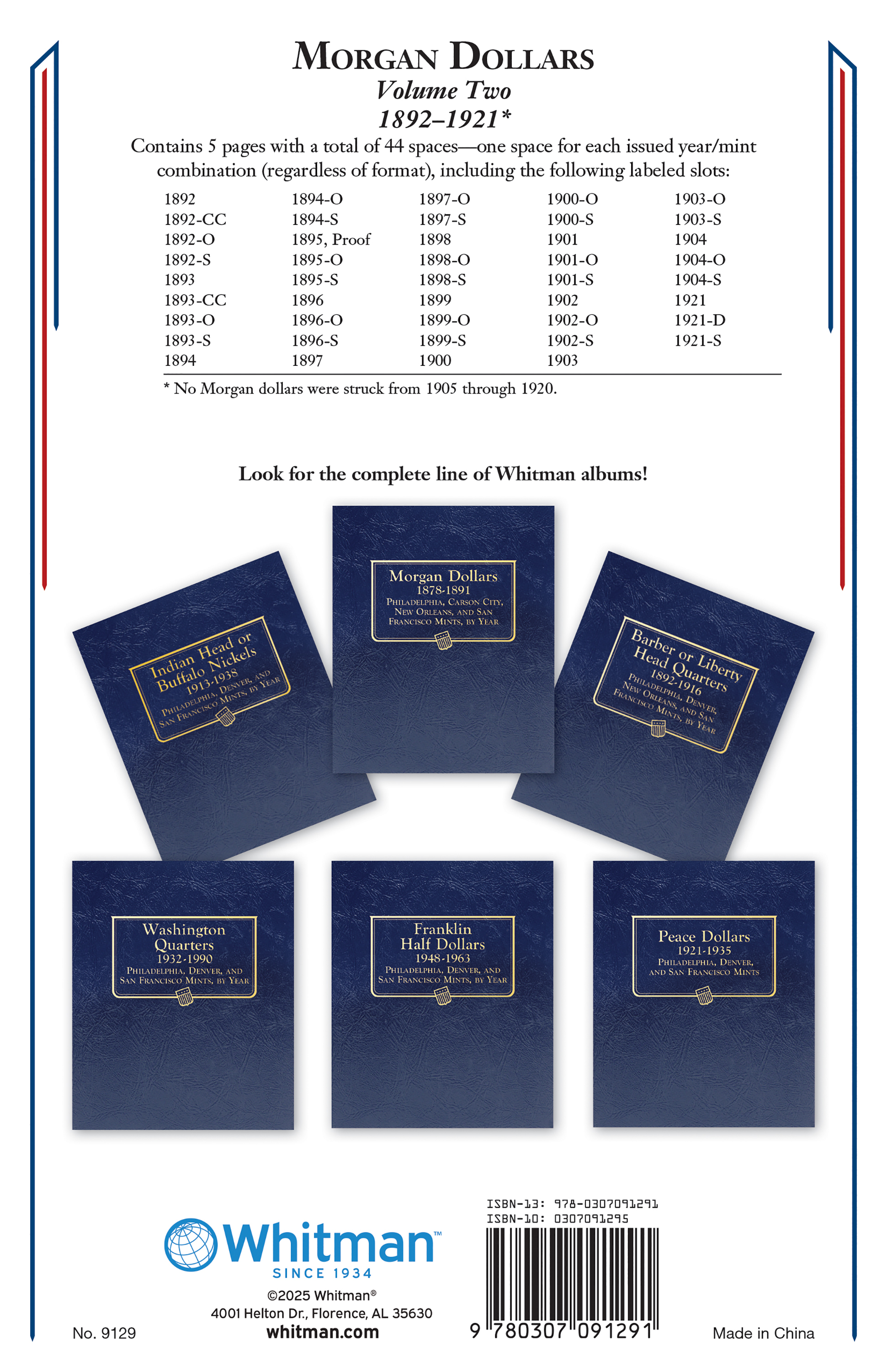 Whitman Classic® Coin Album – Morgan Dollars Volume #2: 1892-1921 (P, CC, O, D, and S Mints)