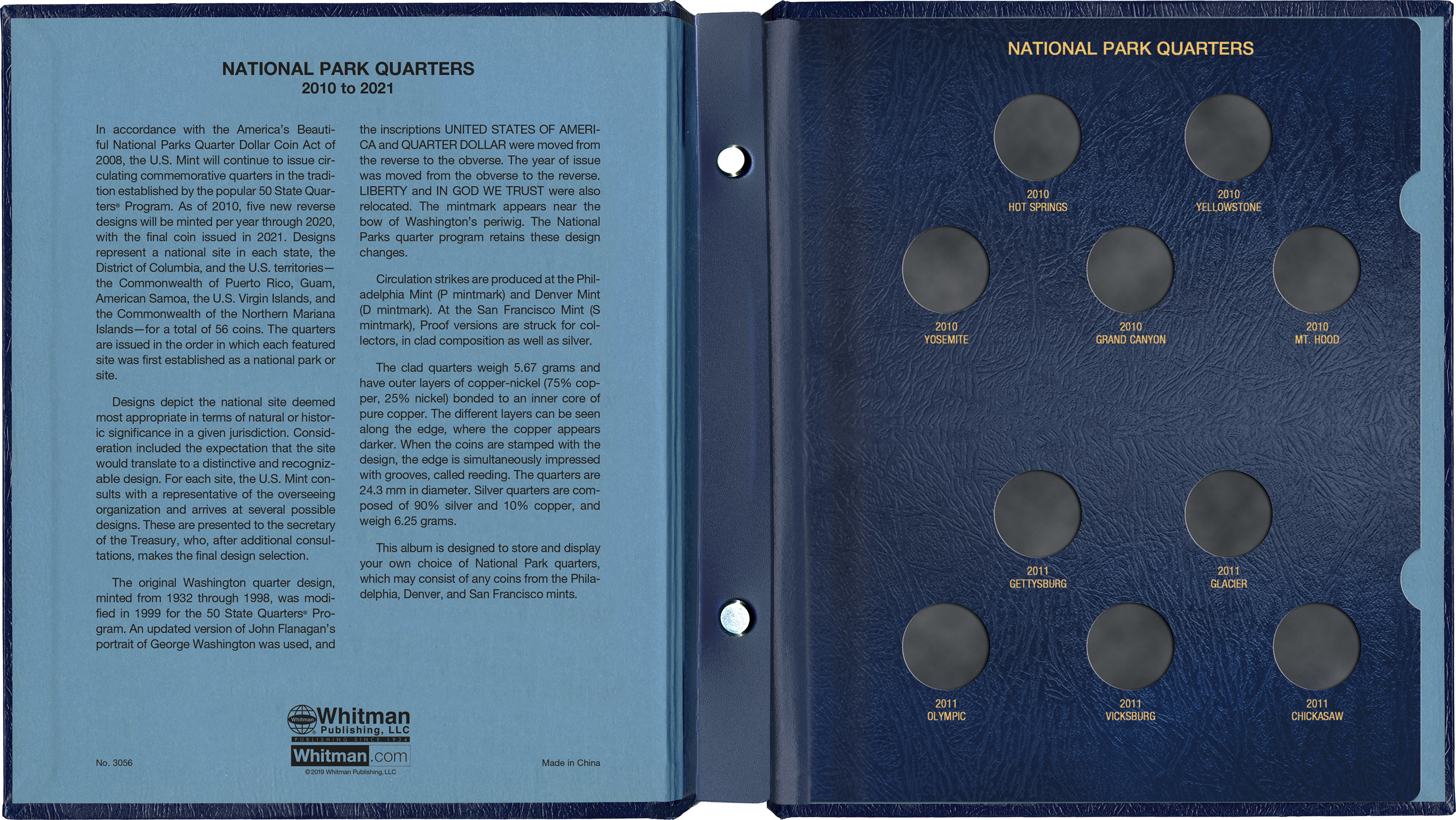 Whitman Classic® Coin Album – National Park Quarters: 2010-2021 (Single Mint)
