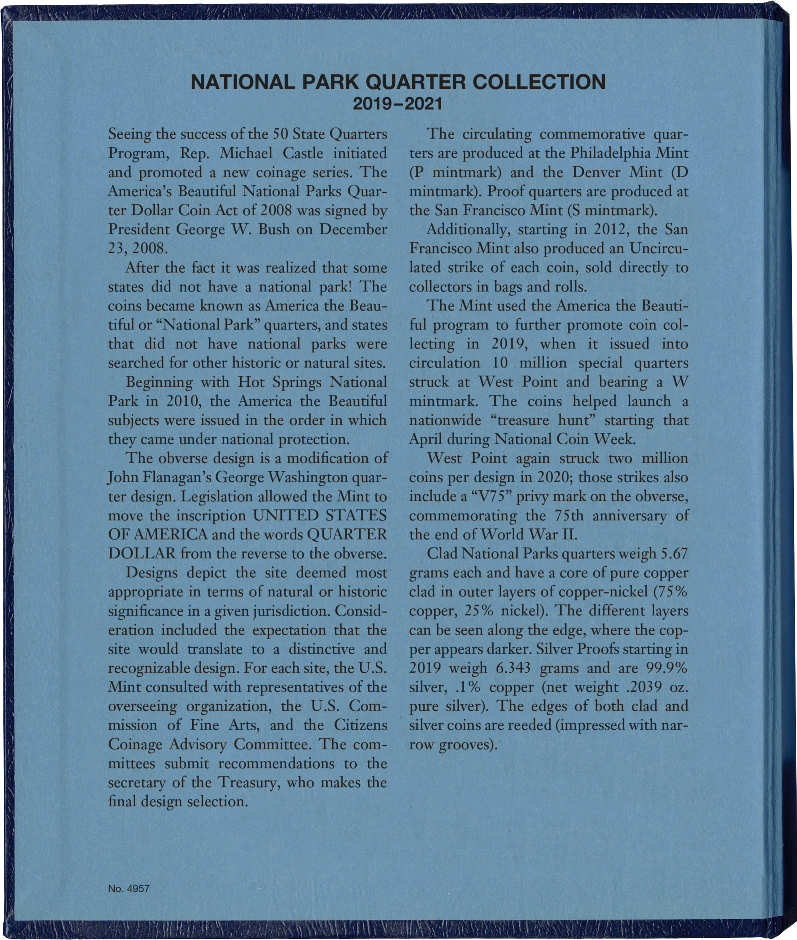Whitman Classic® Coin Album – National Park Quarters: 2019-2021 (P, D, & W Mints)
