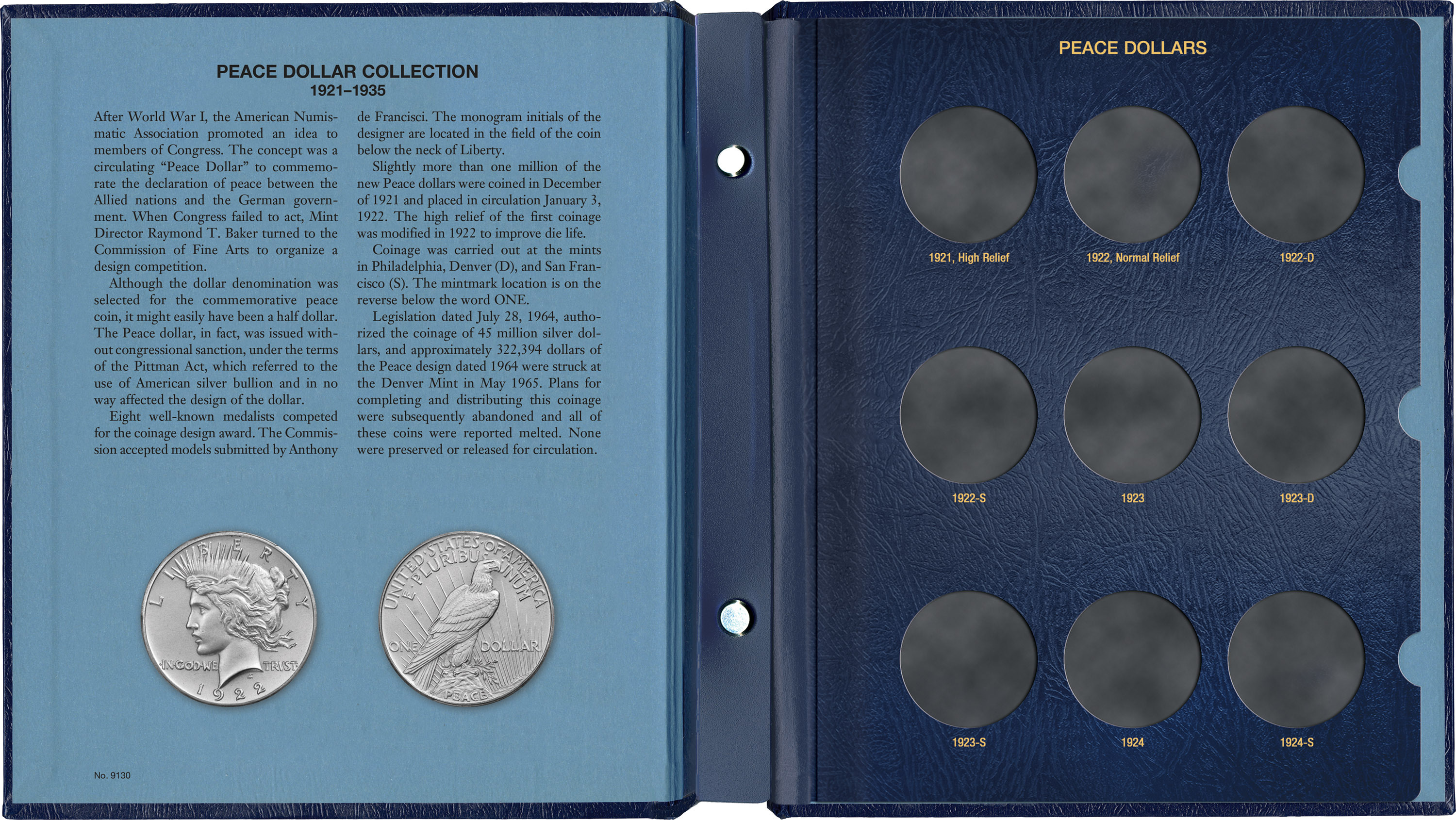 Whitman Classic® Coin Album – Peace Dollars: 1921-1935 (P, D, & S Mints)