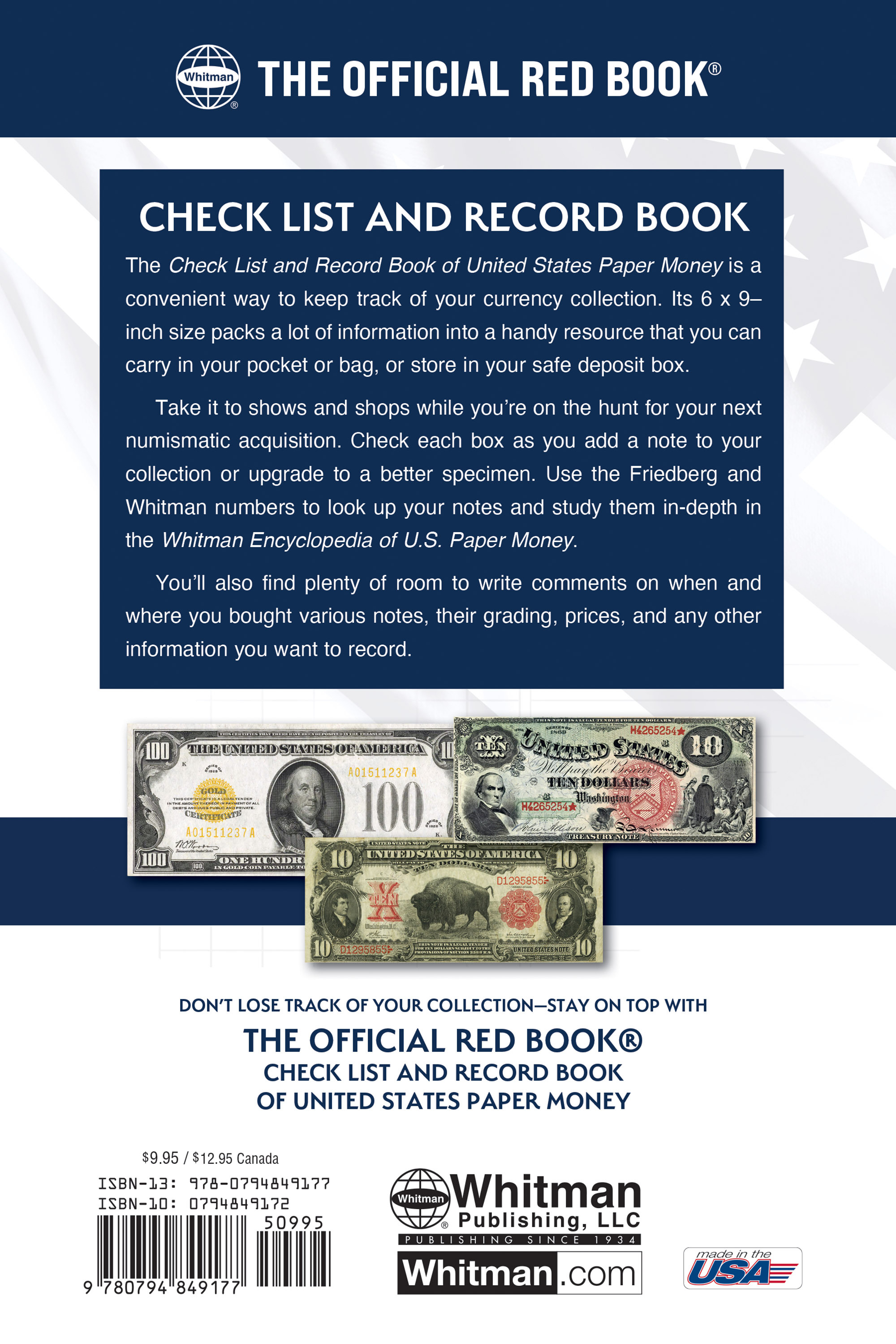 Check List & Records: Check List and Record Book of United States Paper Money