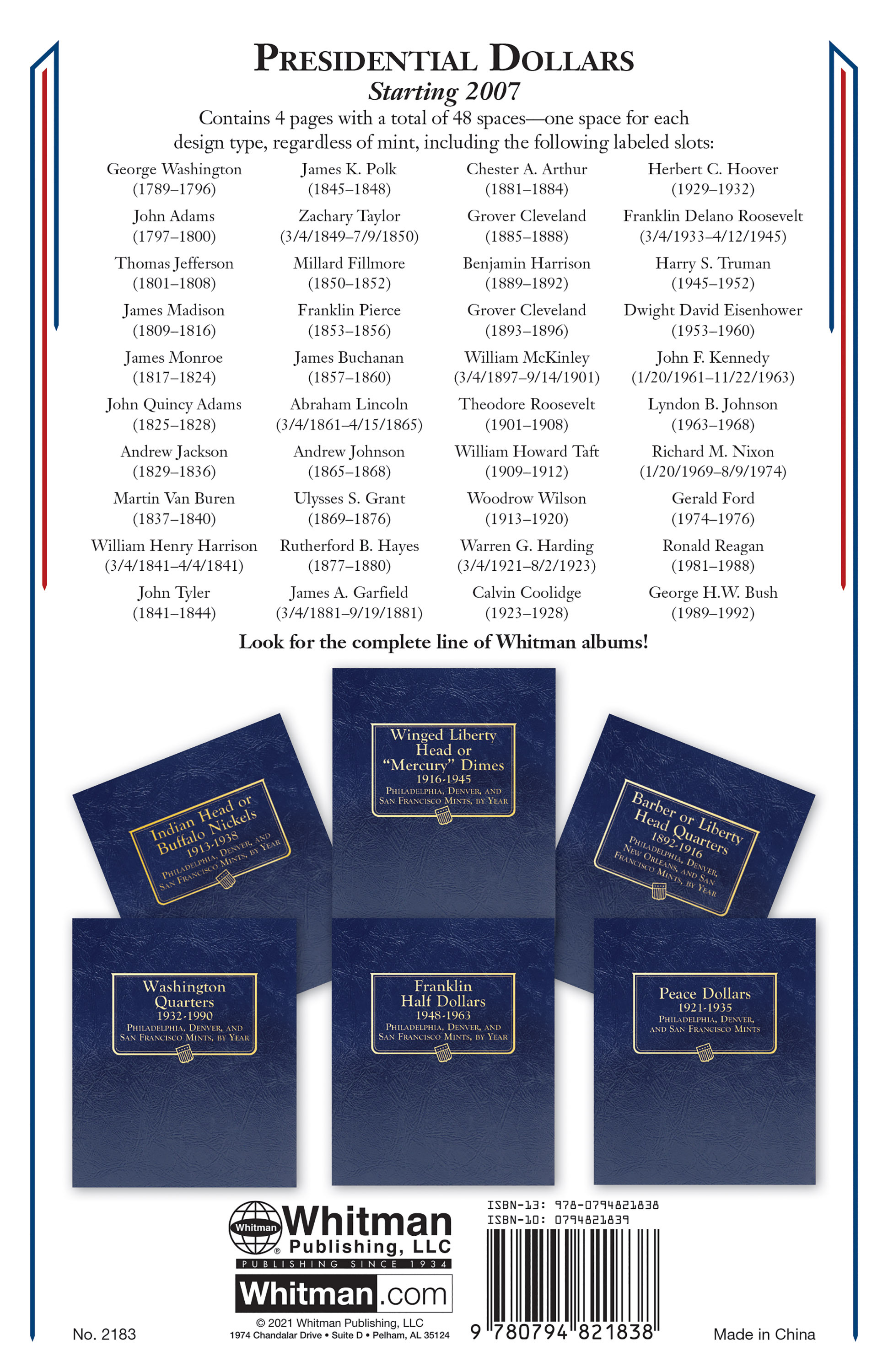 Whitman Classic® Coin Album – Presidential Dollars: Starting 2007 (Single Mint)