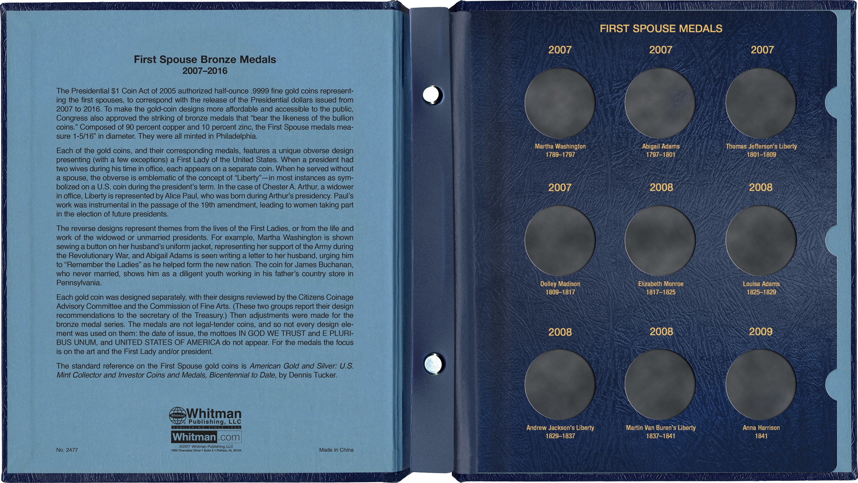 Whitman Classic® Coin Album – Presidential First Spouse Medals: 2007-2016