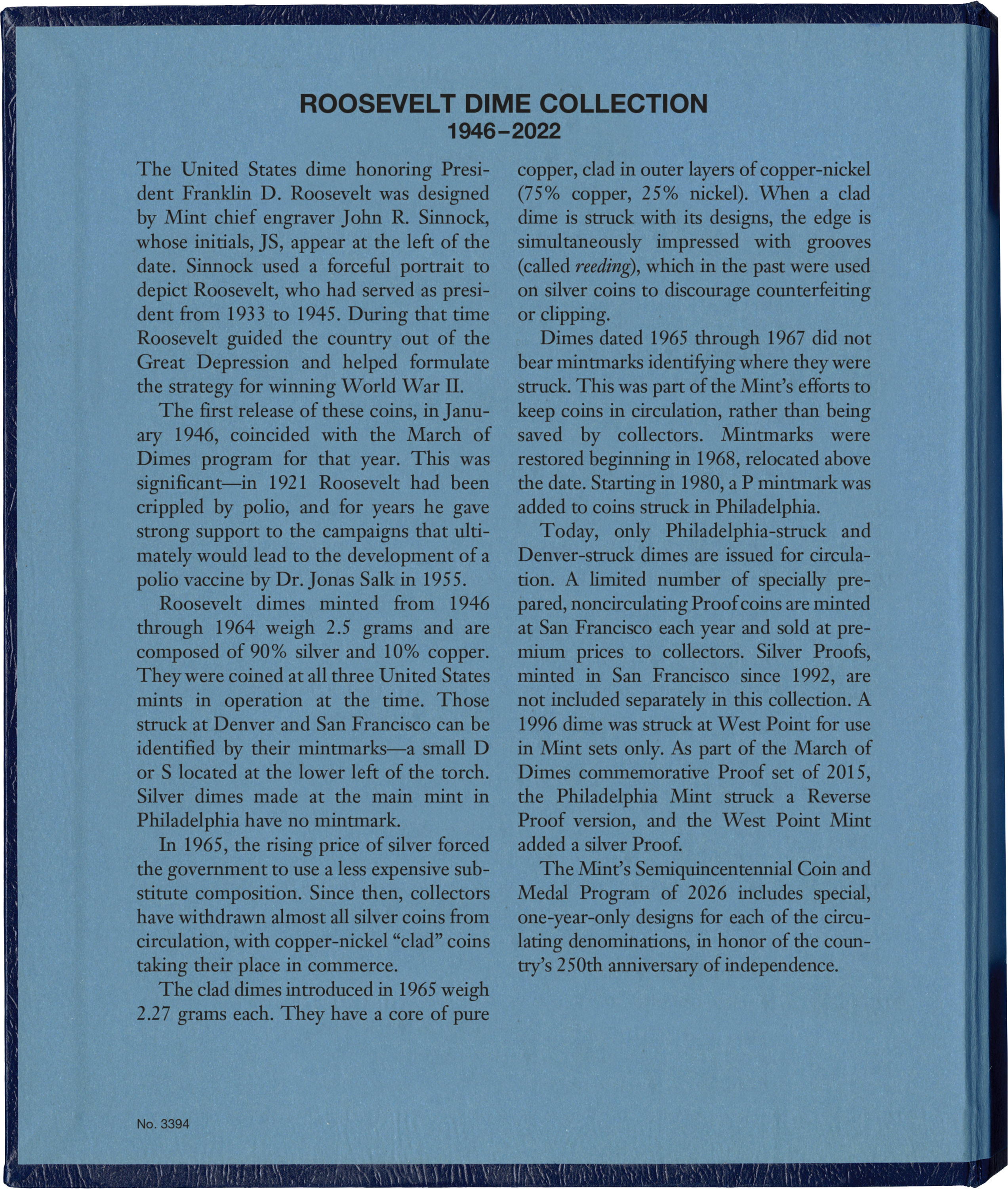 Whitman Classic® Coin Album – Roosevelt Dimes Volume #1: 1946-2022 (P, D, & S Mints)