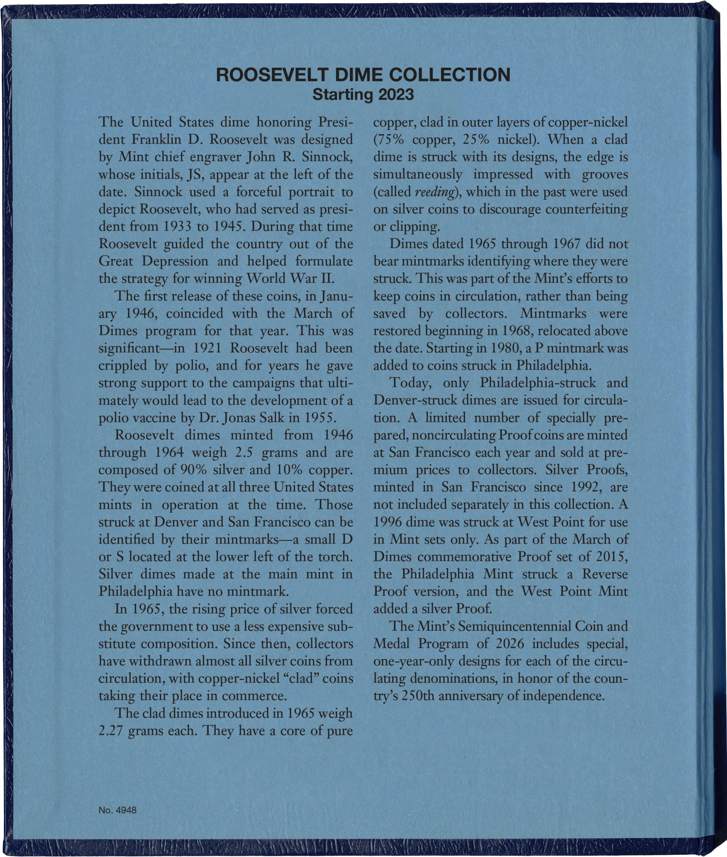 Whitman Classic® Coin Album – Roosevelt Dimes Volume #2: Starting 2023 (P, D, & S Mints)