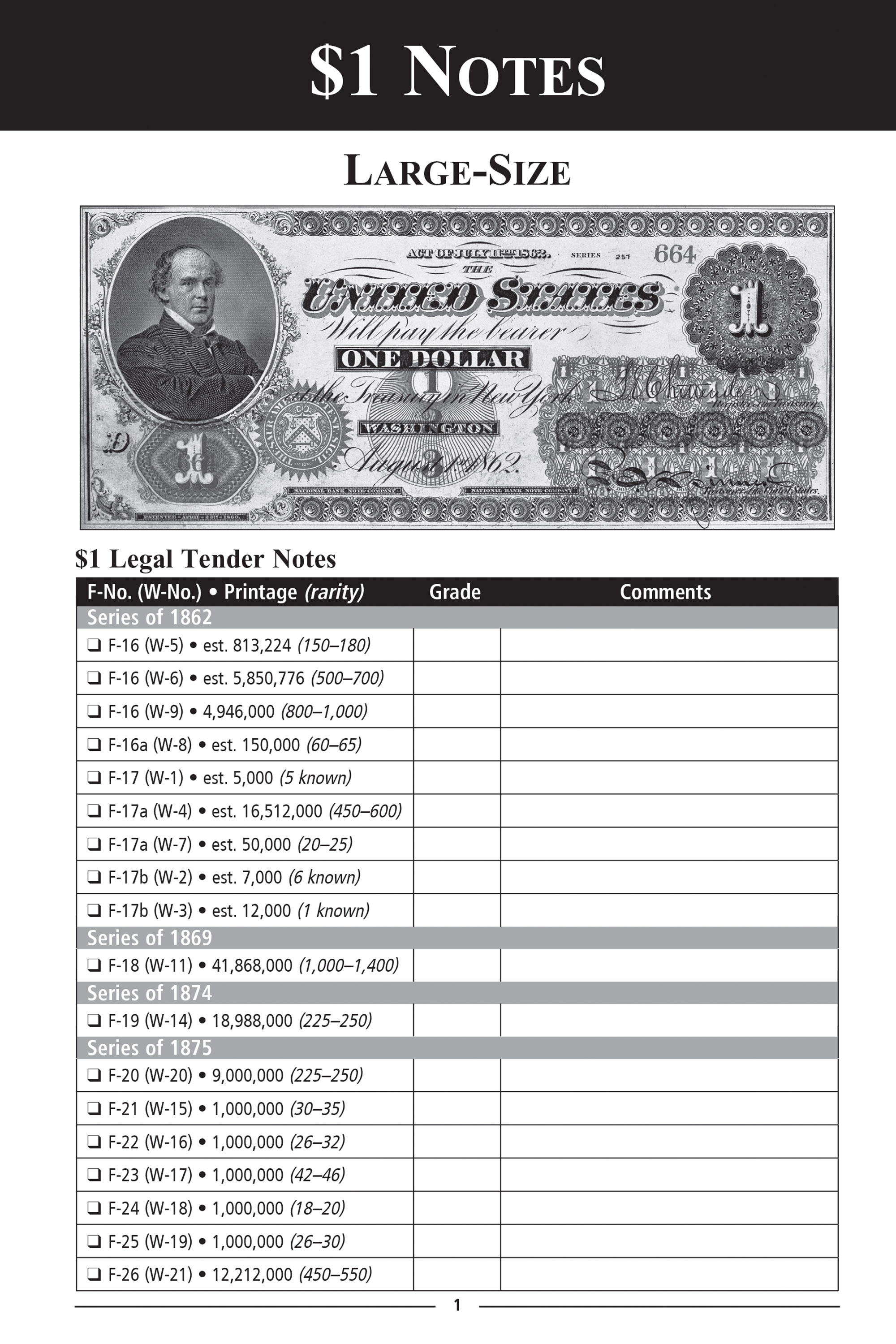 Check List & Records: Check List and Record Book of United States Paper Money