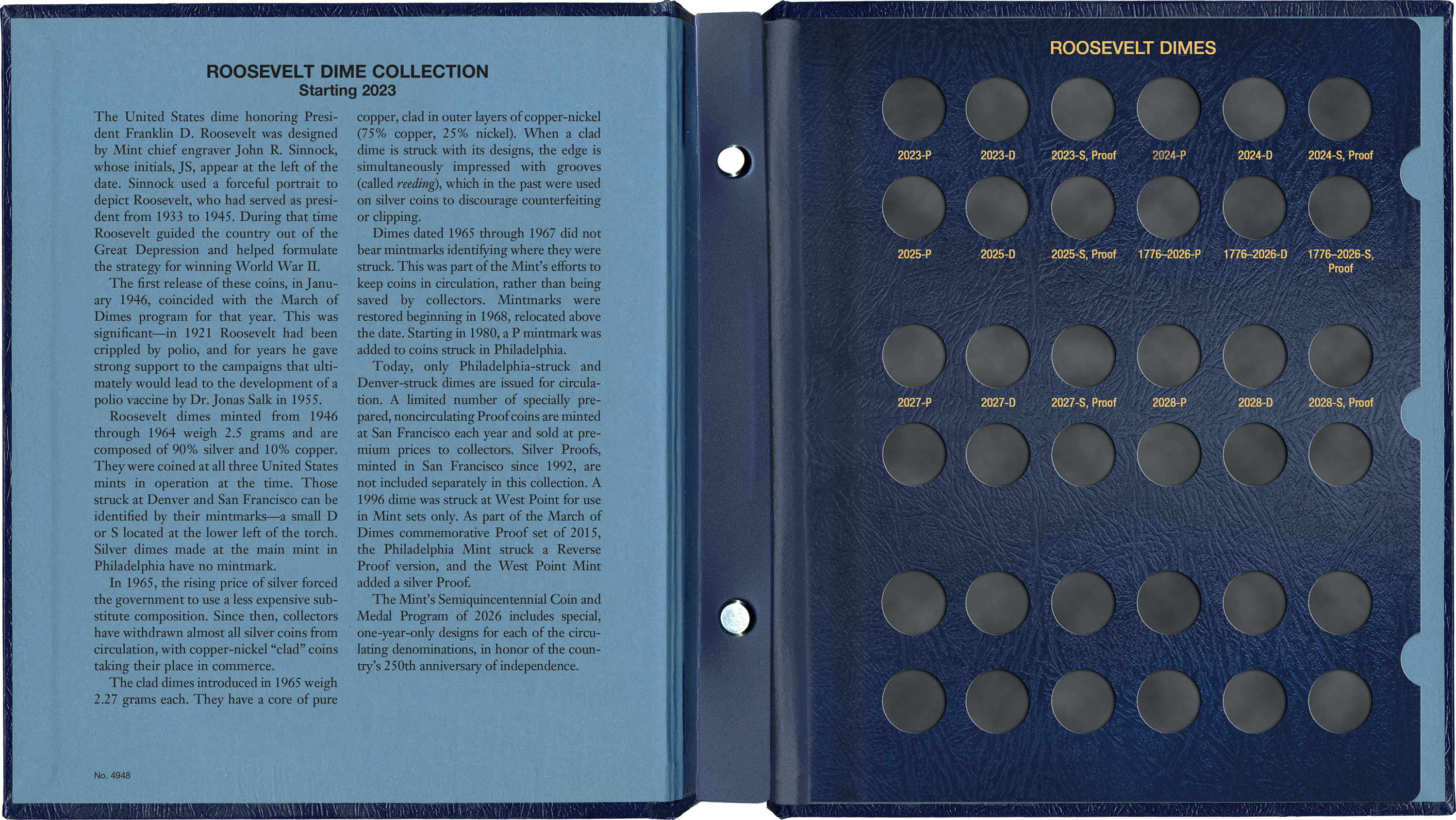 Whitman Classic® Coin Album – Roosevelt Dimes Volume #2: Starting 2023 (P, D, & S Mints)
