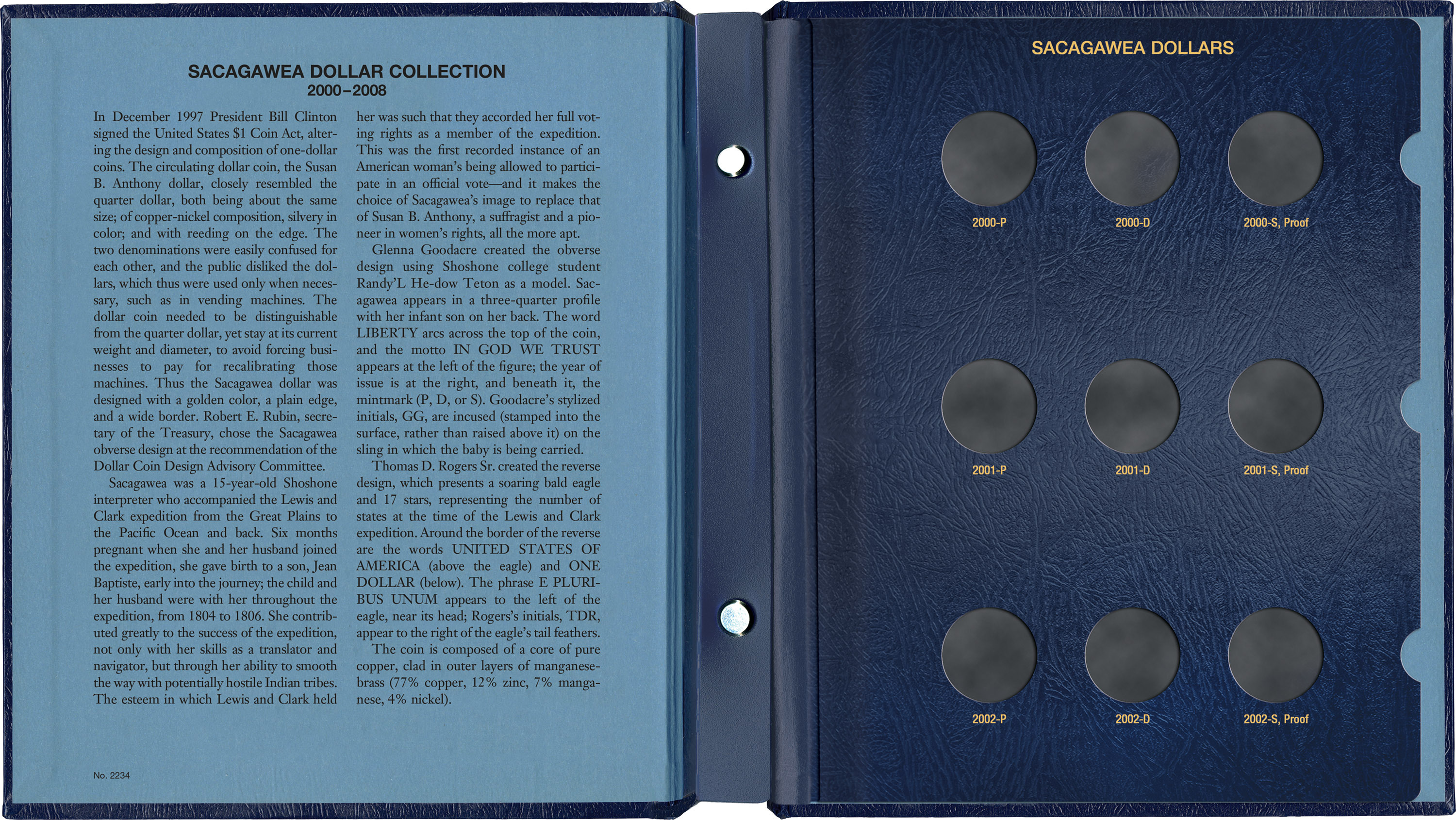 Whitman Classic® Coin Album – Sacagawea Dollars: 2000-2008 (P, D, & S Mints)