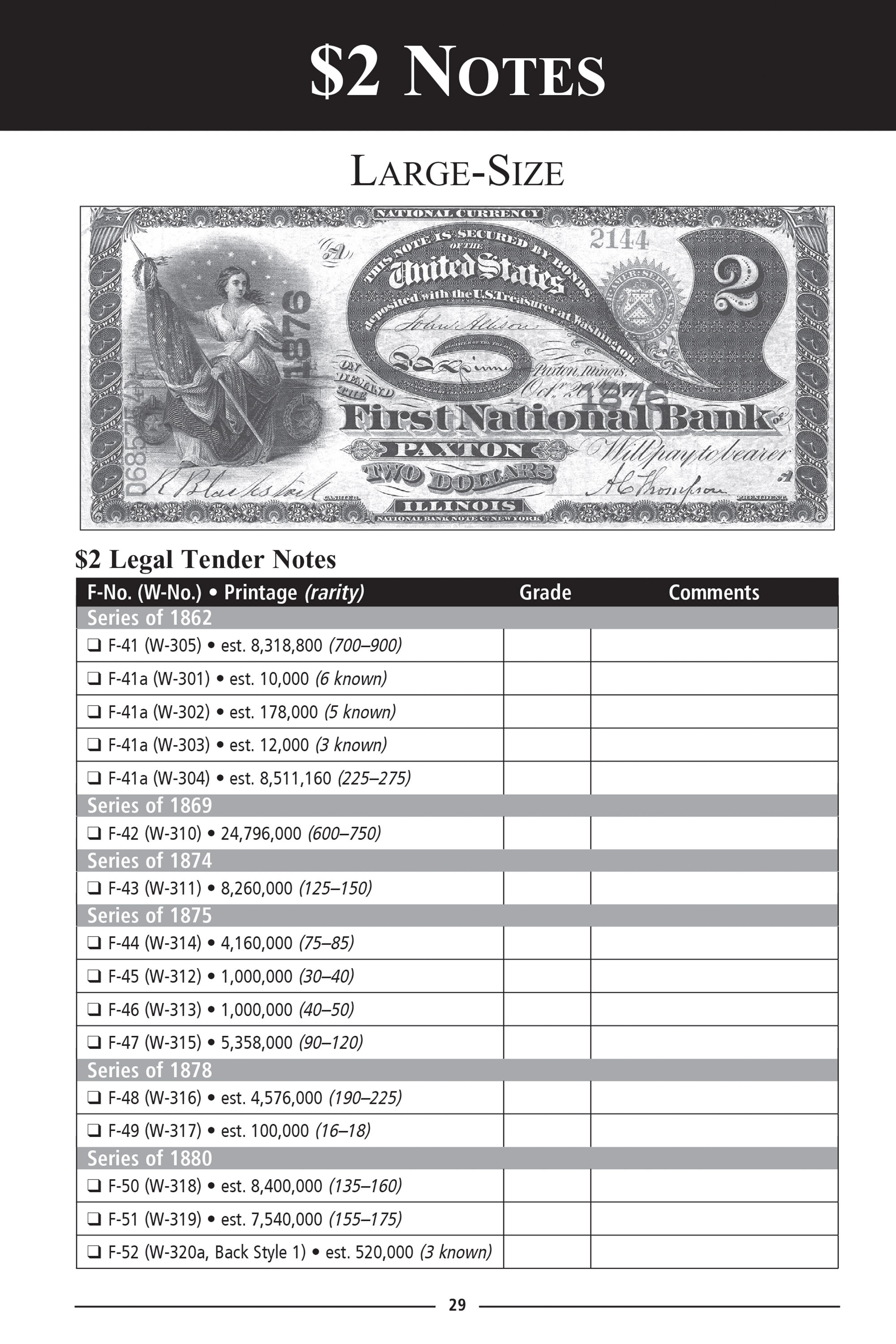 Check List & Records: Check List and Record Book of United States Paper Money