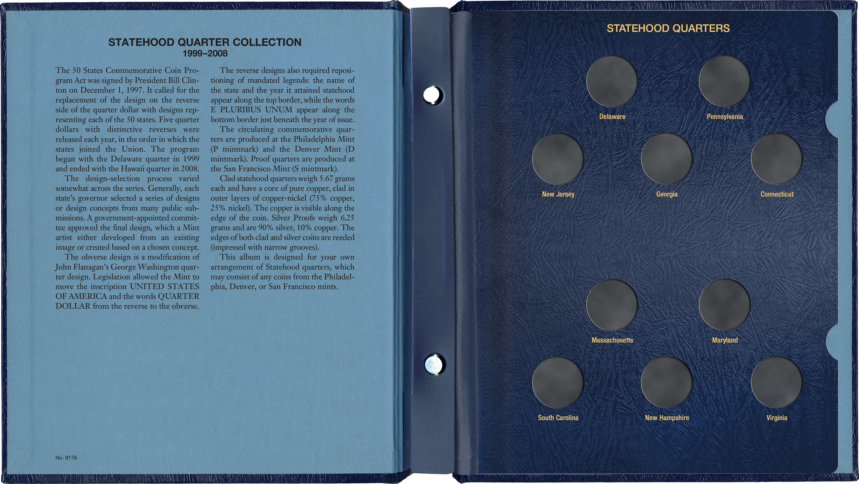 Whitman Classic® Coin Album – Statehood Quarters: 1999-2008 (Single Mint)