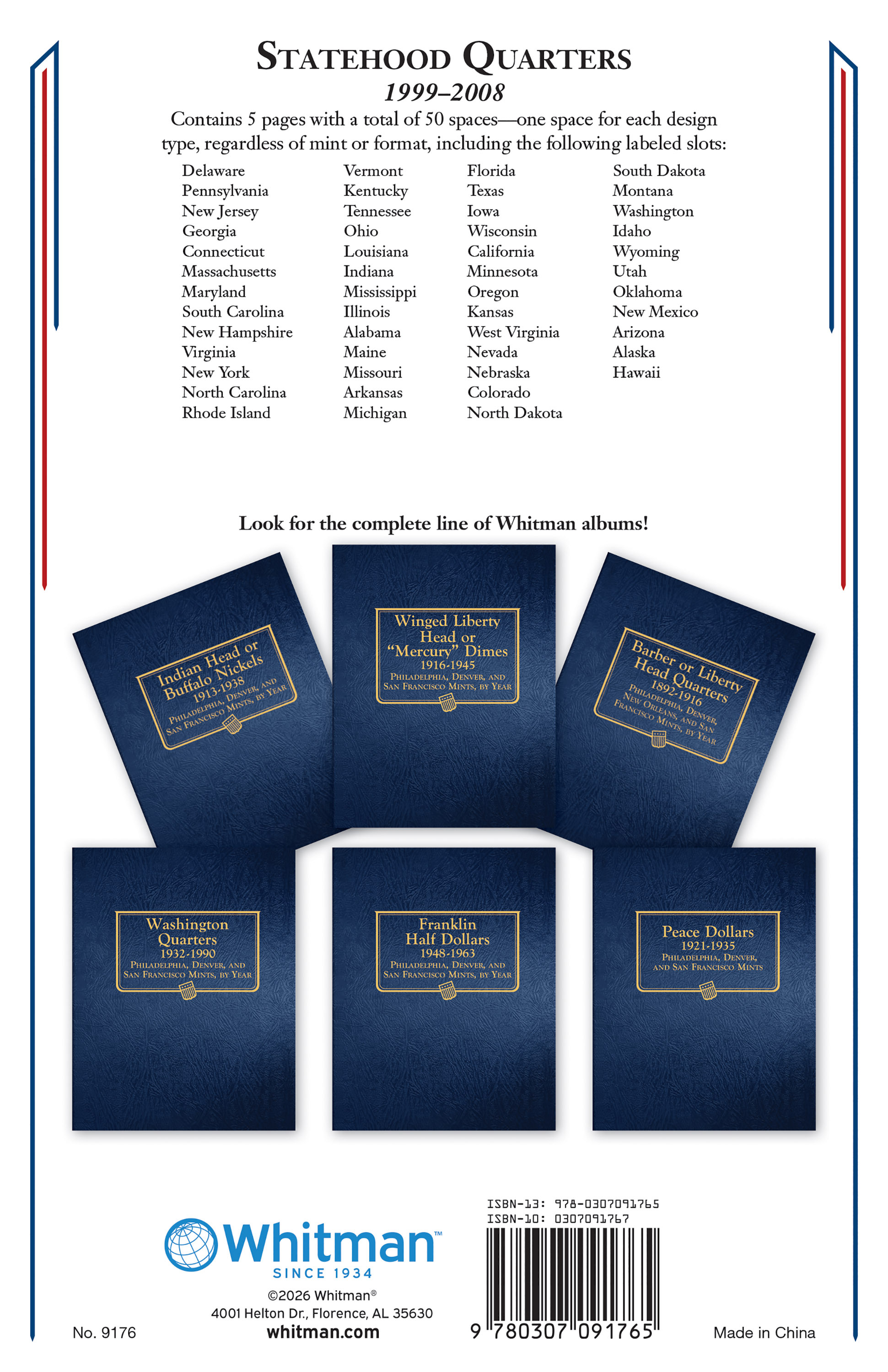Whitman Classic® Coin Album – Statehood Quarters: 1999-2008 (Single Mint)