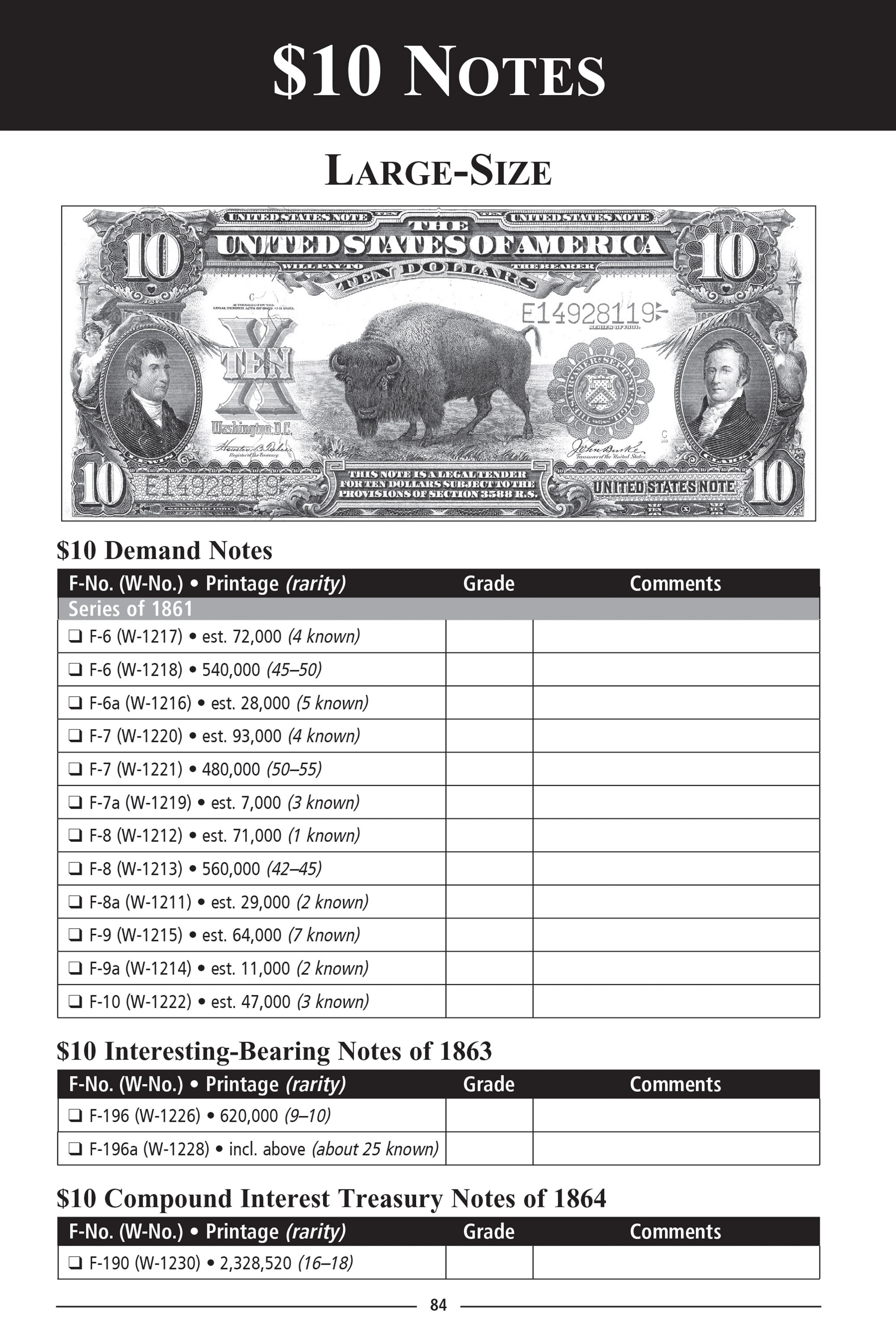 Check List & Records: Check List and Record Book of United States Paper Money