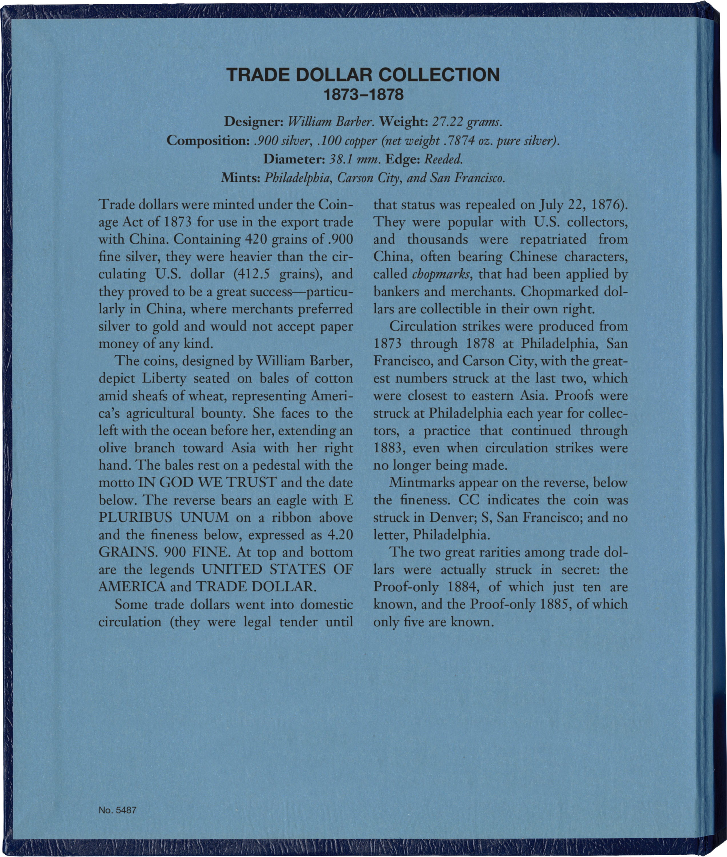 Whitman Classic® Coin Album – Trade Dollars: 1873-1878 (P, CC, & S Mints)