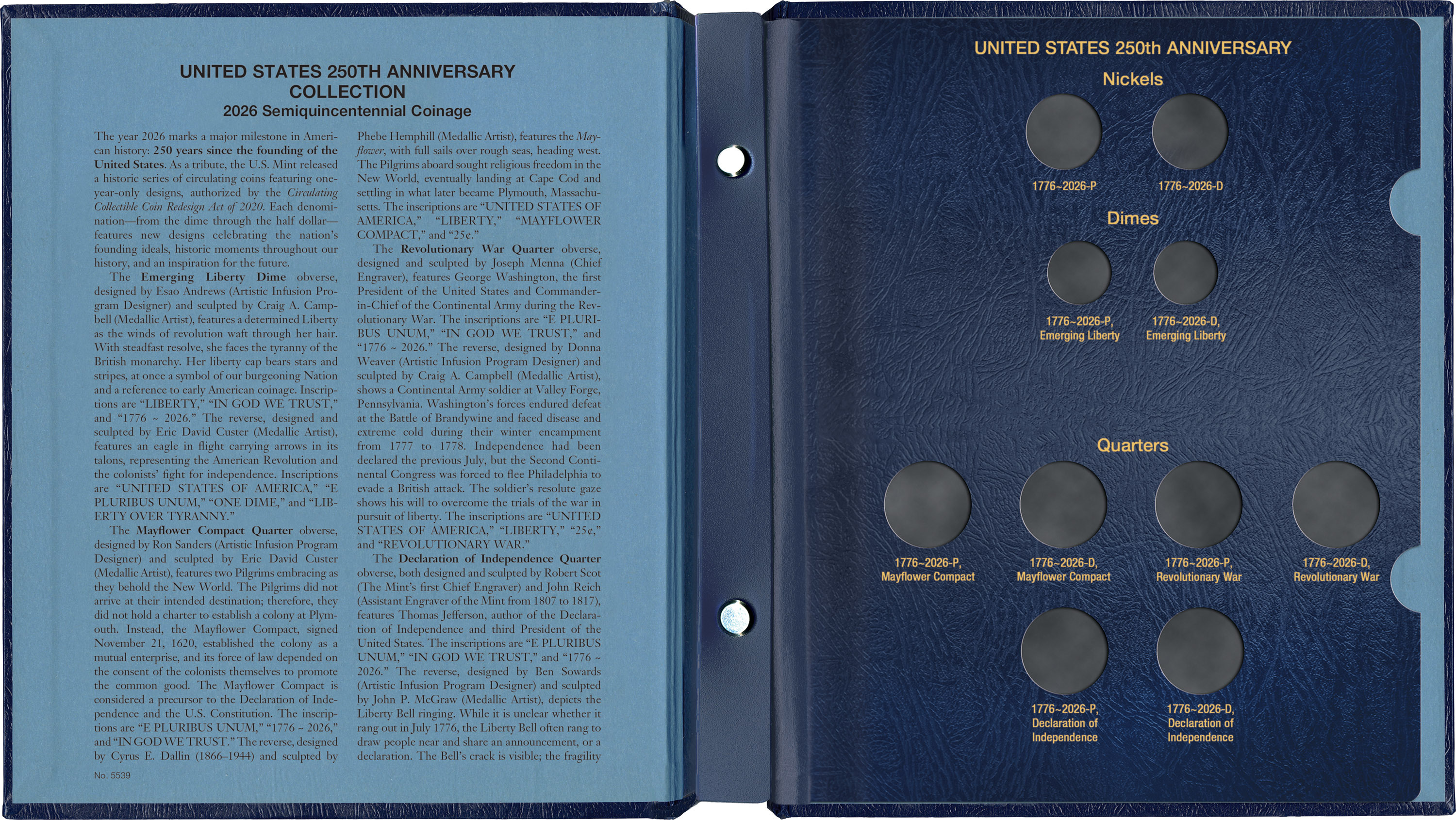 Whitman Classic® Coin Album – United States 250th Anniversary: 2026 (P & D Mints)