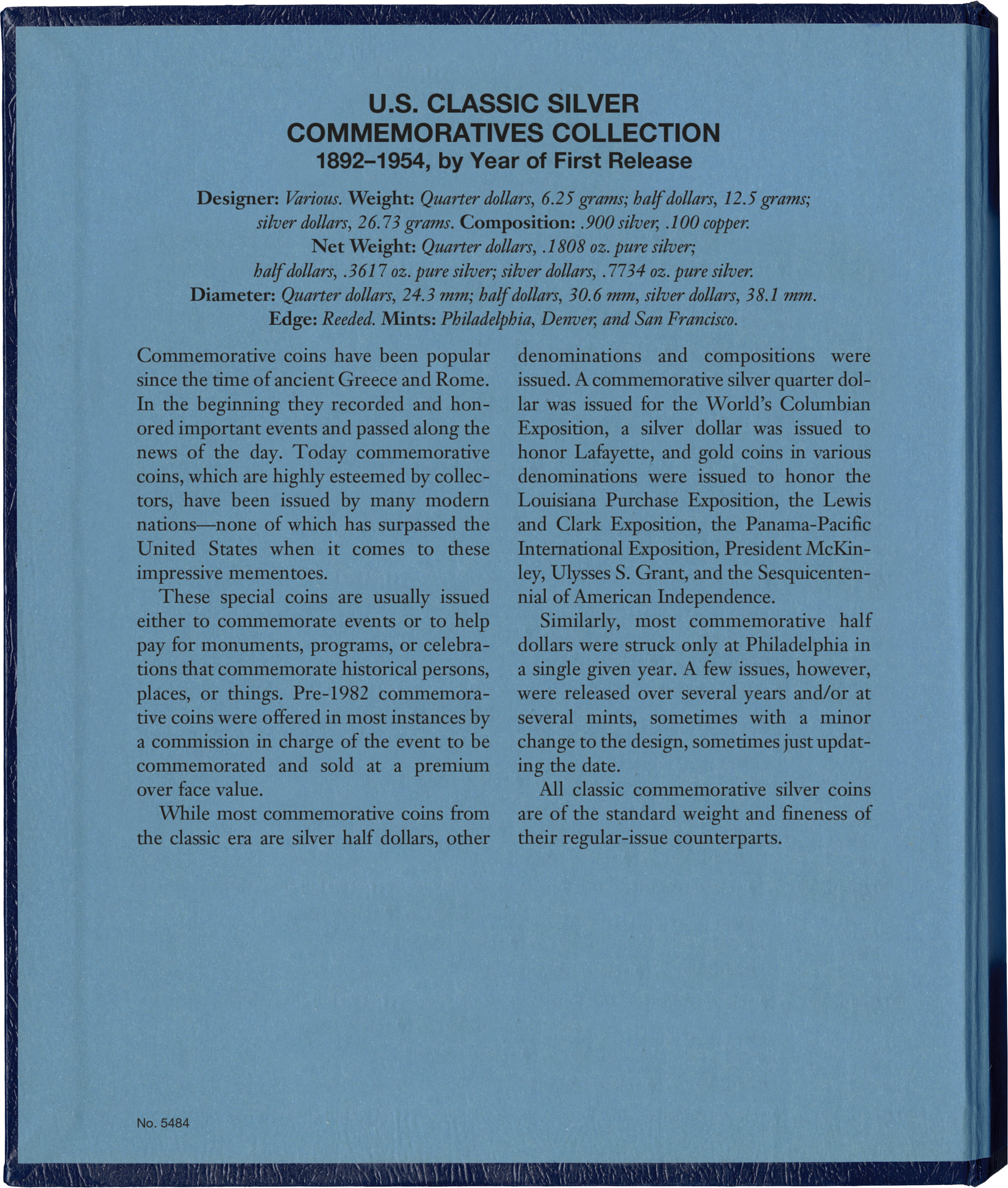 Whitman Classic® Coin Album – U.S. Classic Silver Commemoratives: 1892-1954