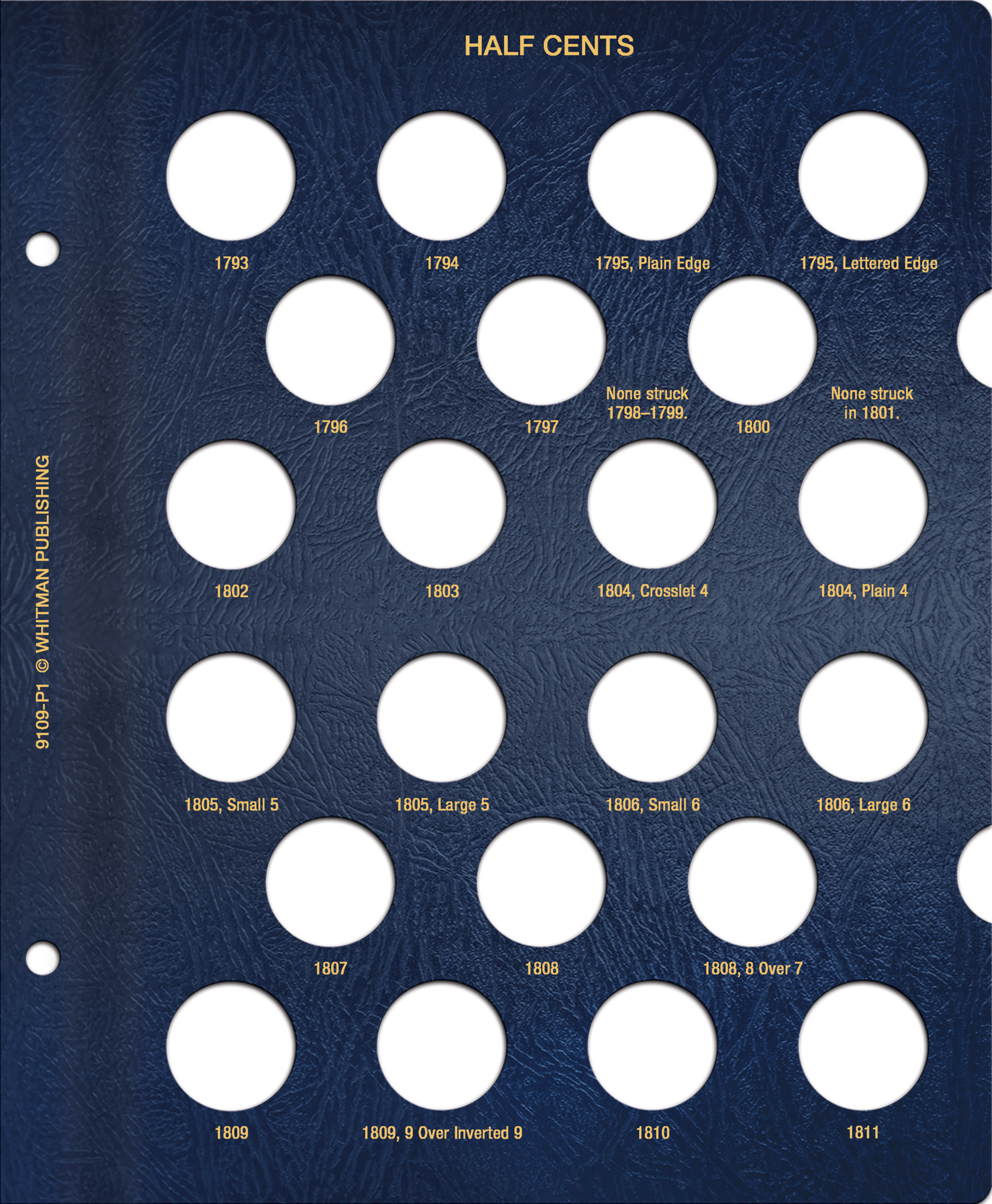 Whitman Classic® Coin Album – U.S. Half Cents: 1793-1857 (P Mint)