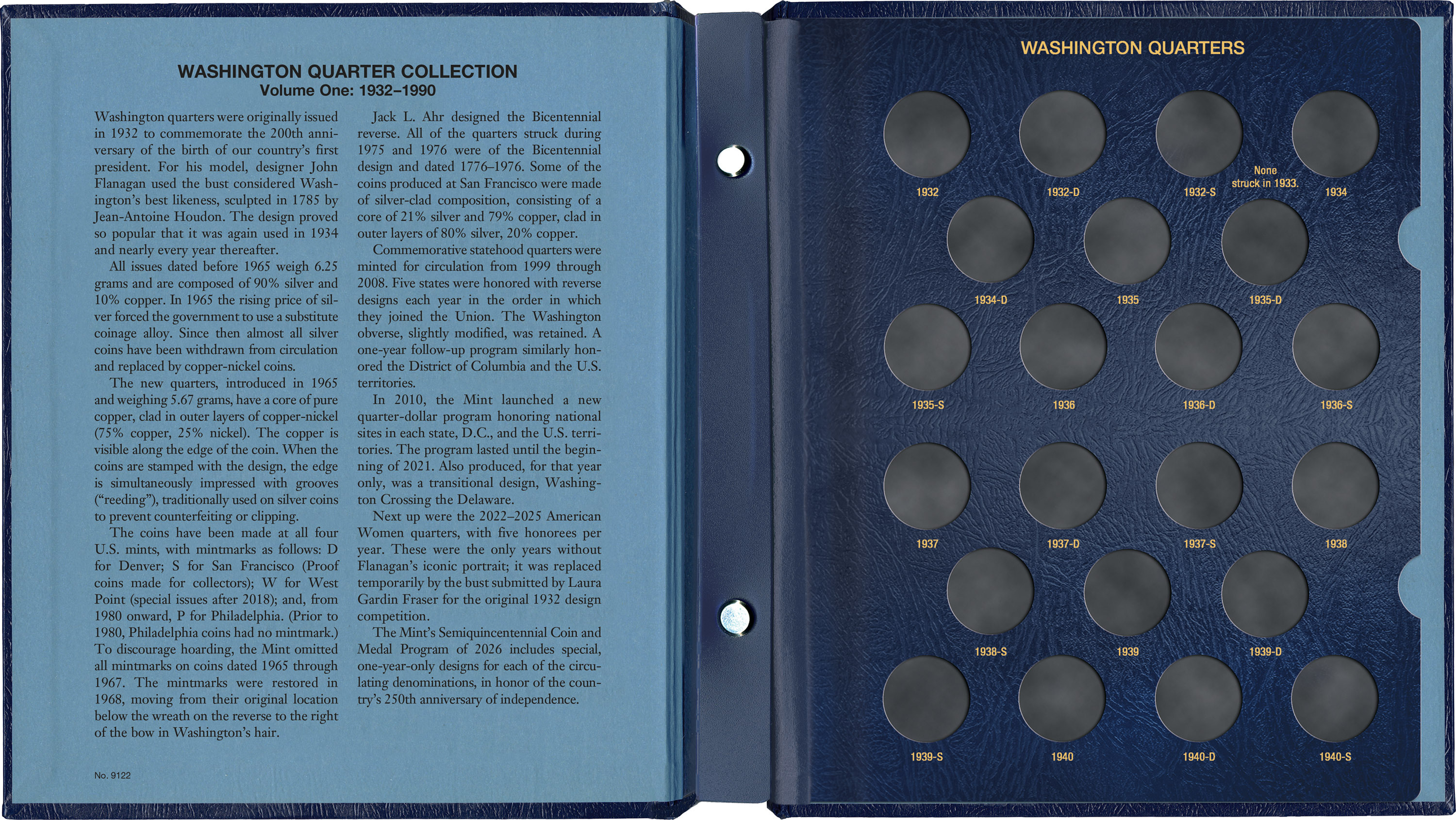 Whitman Classic® Coin Album – Washington Quarters Volume #1: 1932-1990 (P, D, & S Mints)