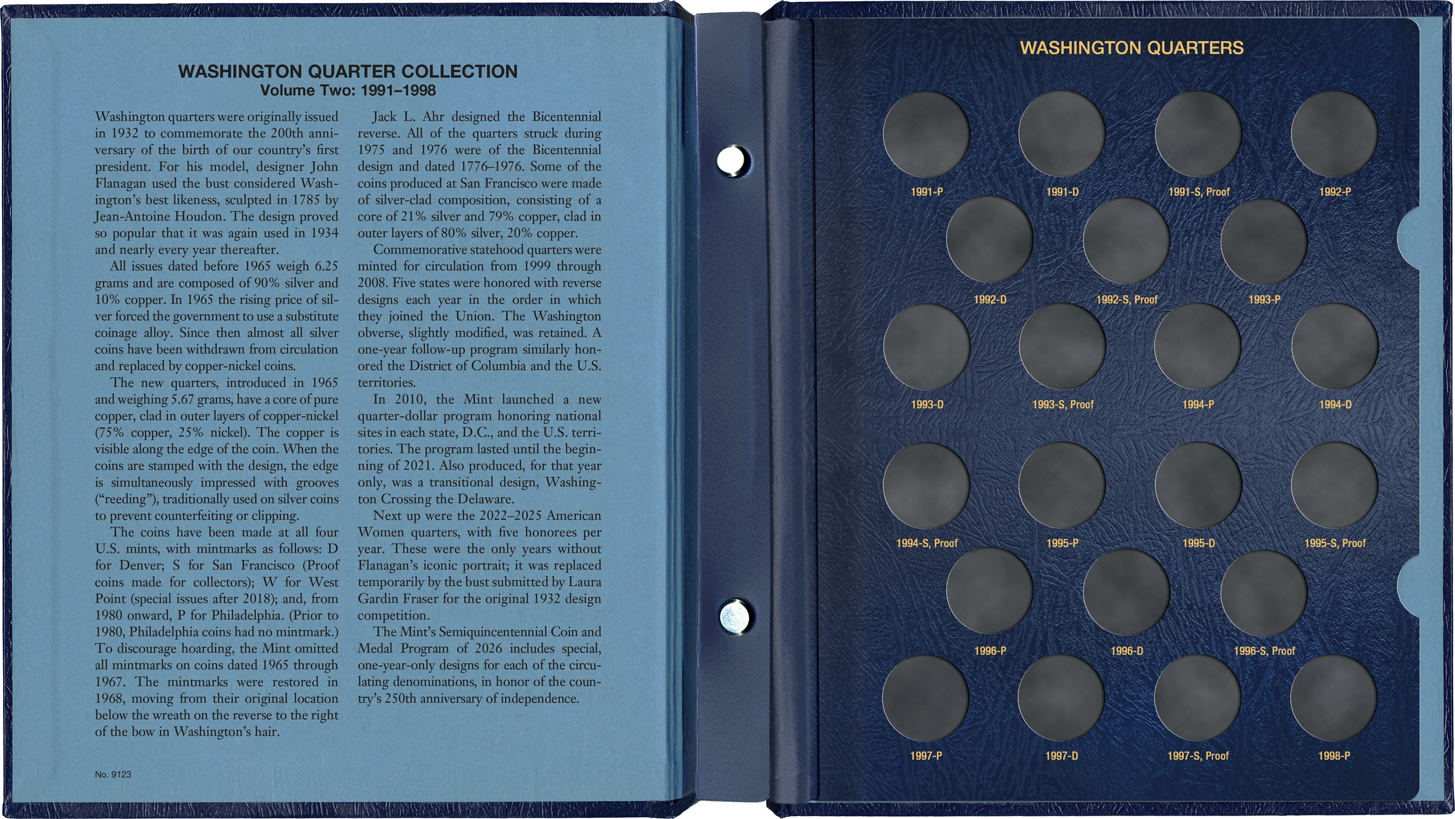 Whitman Classic® Coin Album – Washington Quarters Volume #2: 1991-1998 (P, D, & S Mints)