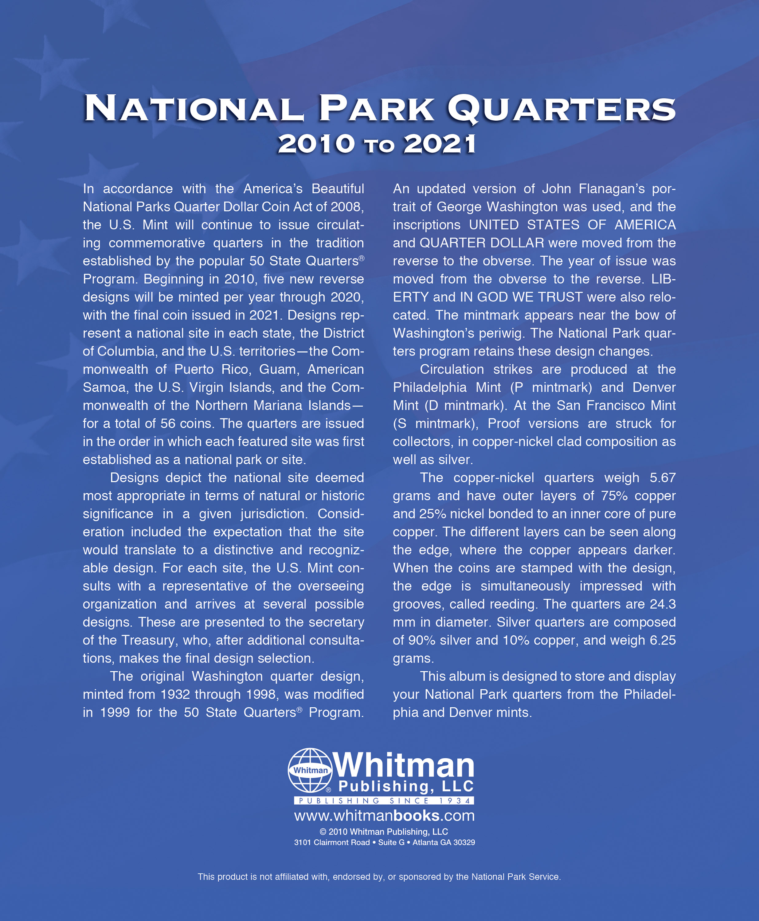 Whitman Classic® Collector’s Edition Coin Album – National Park Quarters: 2010-2021 (P & D Mints)