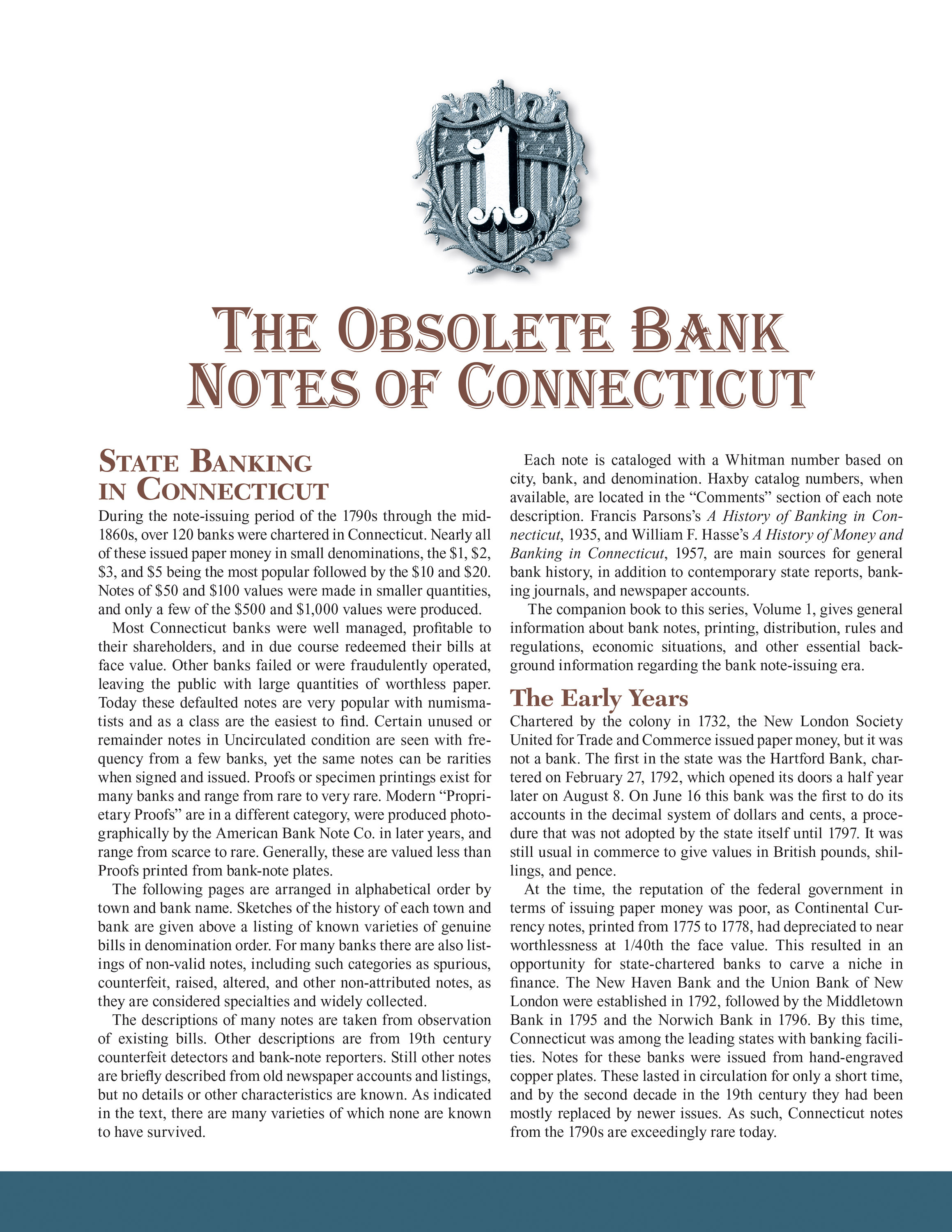Whitman Encyclopedias: Whitman Encyclopedia of Obsolete Paper Money, Volume 2 – New England, Part 1: Connecticut, Maine, New Hampshire
