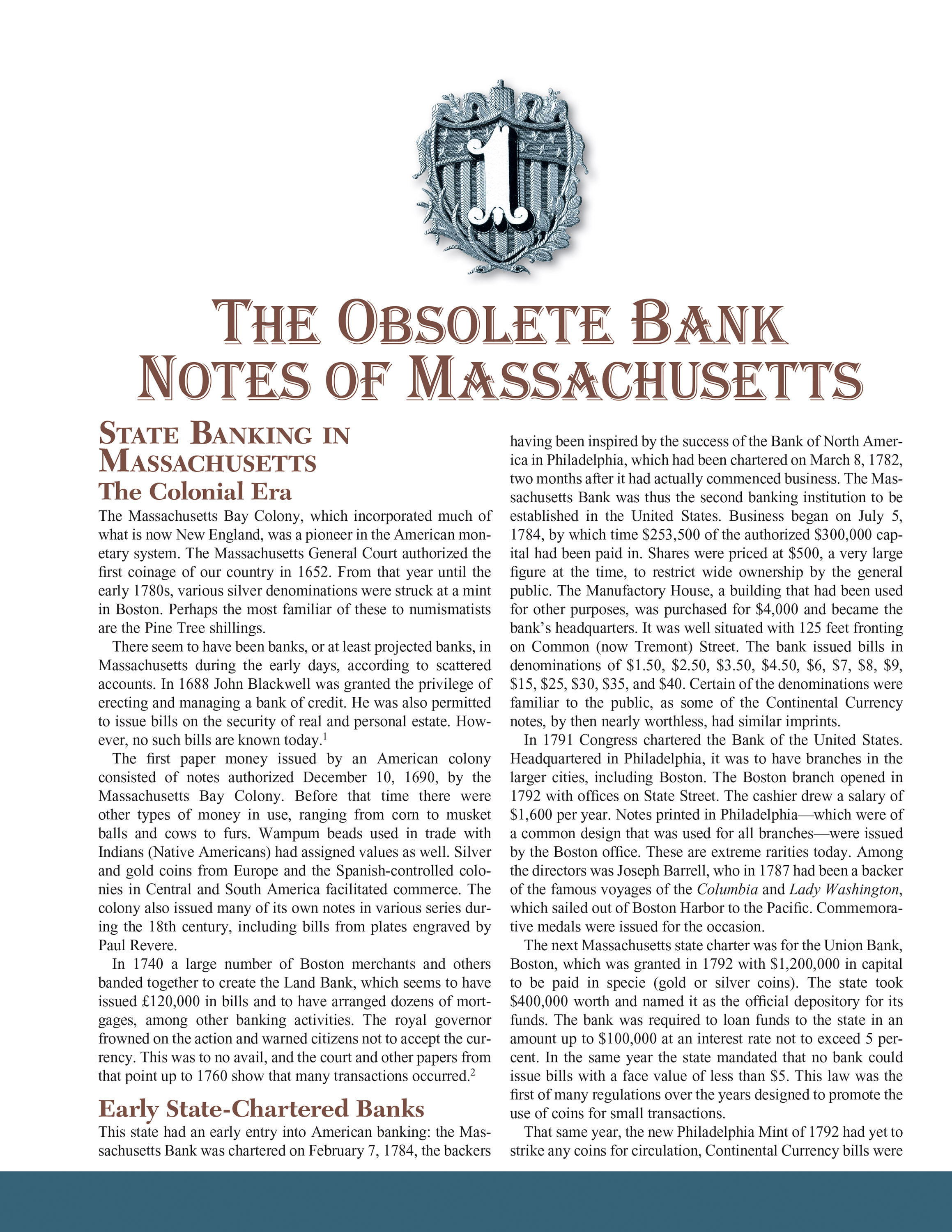 Whitman Encyclopedias: Whitman Encyclopedia of Obsolete Paper Money Volume 4 – New England, Part 2, Book 2 – Massachusetts cont’d