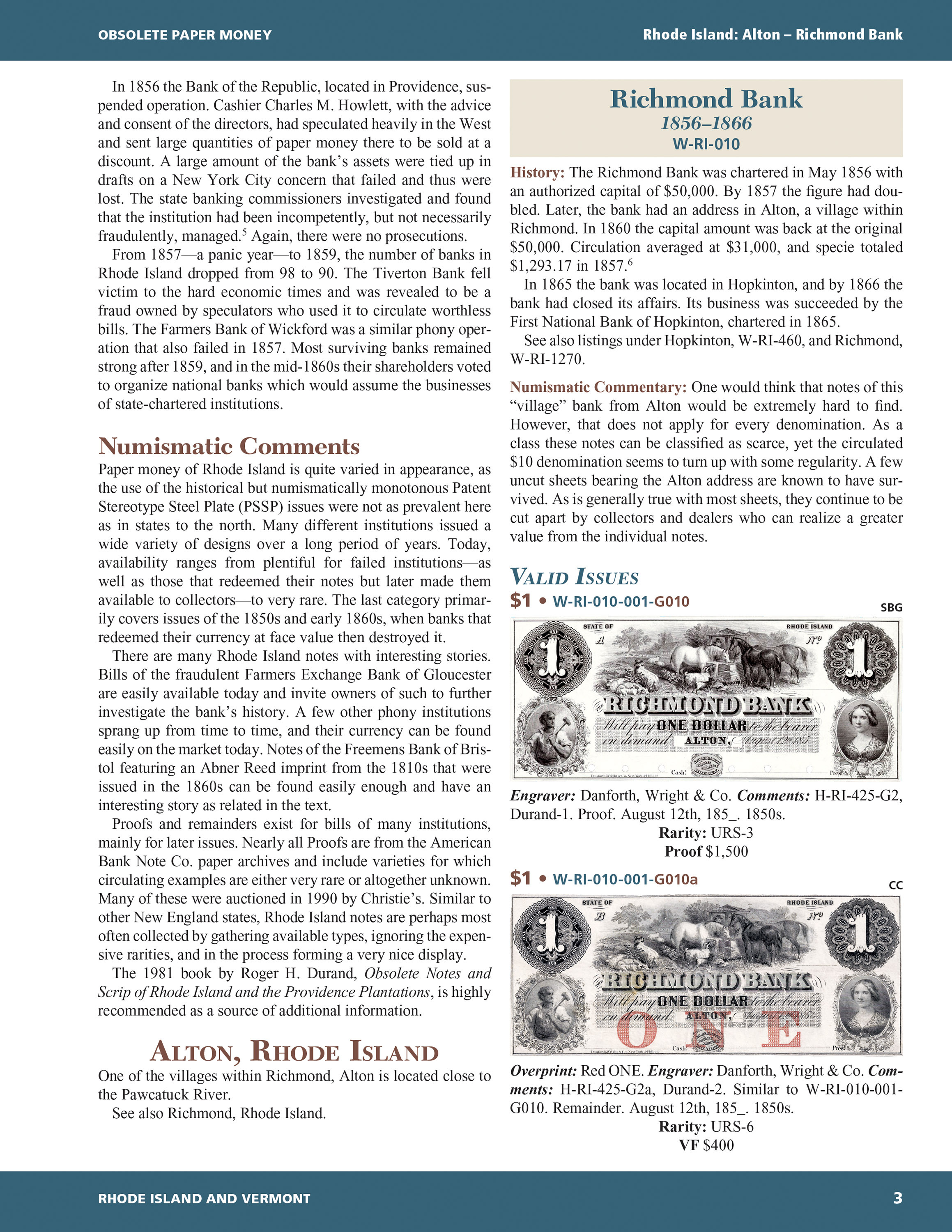 Whitman Encyclopedias: Whitman Encyclopedia of Obsolete Paper Money Volume 5 – New England, Part 3 – Rhode Island and Vermont