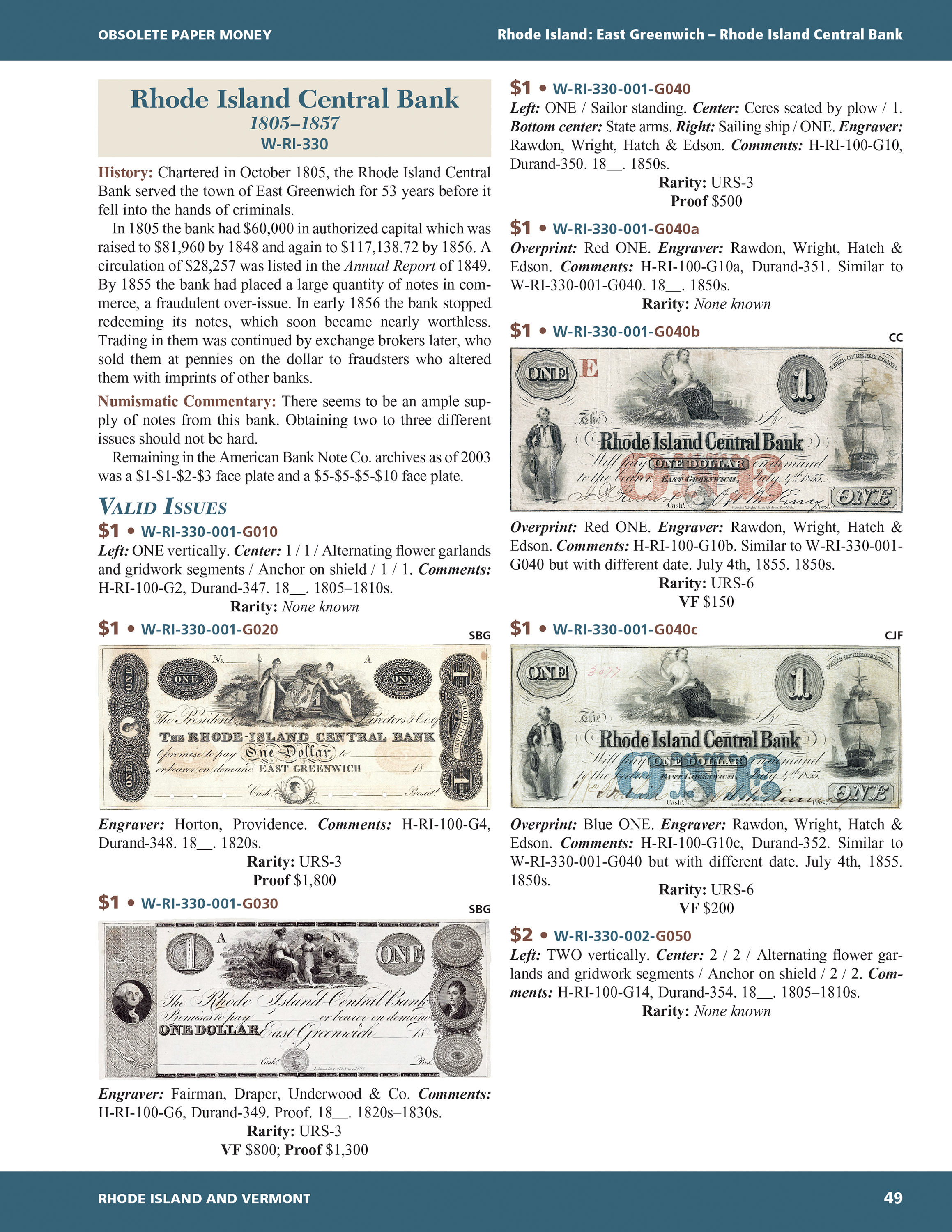 Whitman Encyclopedias: Whitman Encyclopedia of Obsolete Paper Money Volume 5 – New England, Part 3 – Rhode Island and Vermont