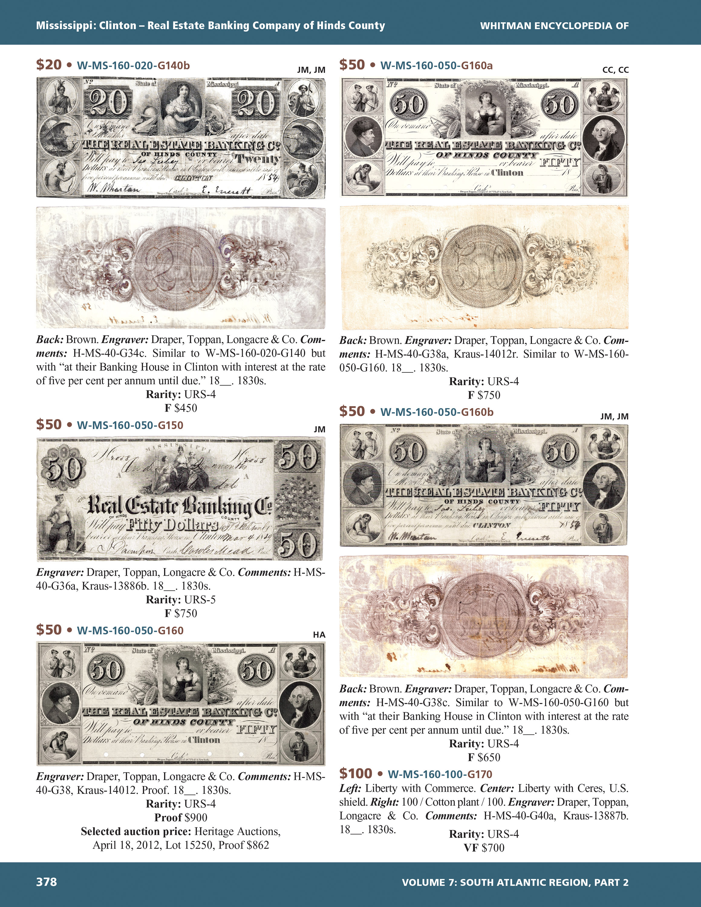 Whitman Encyclopedias: Whitman Encyclopedia of Obsolete Paper Money, Volume 7 – South Atlantic, Part 2 – Alabama, Arkansas, Kentucky, Louisiana, Mississippi, Tennessee, Texas
