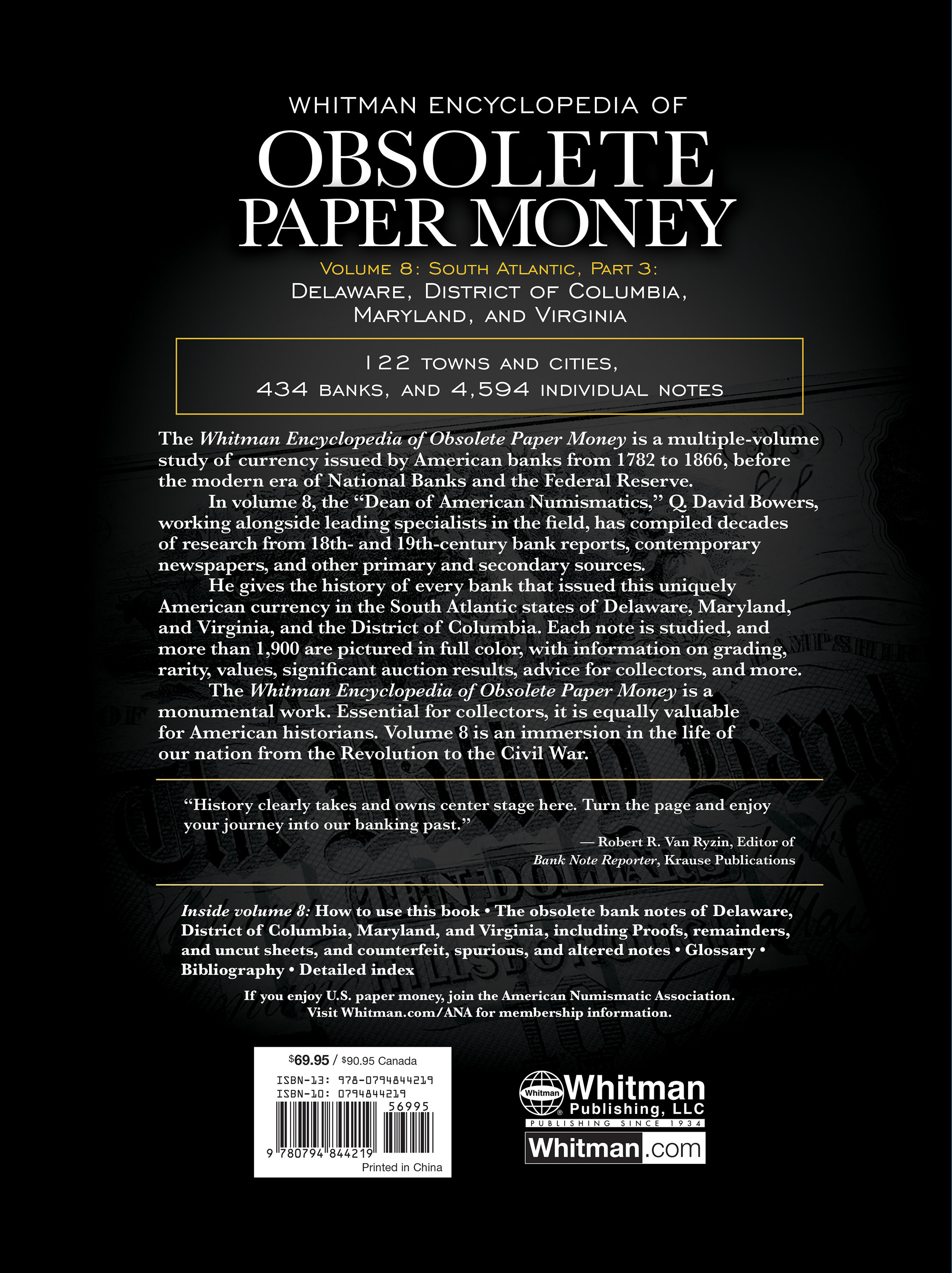 Whitman Encyclopedias: Whitman Encyclopedia of Obsolete Paper Money, Volume 8 – South Atlantic, Part 3 – Delaware, District of Columbia, Maryland, Virginia