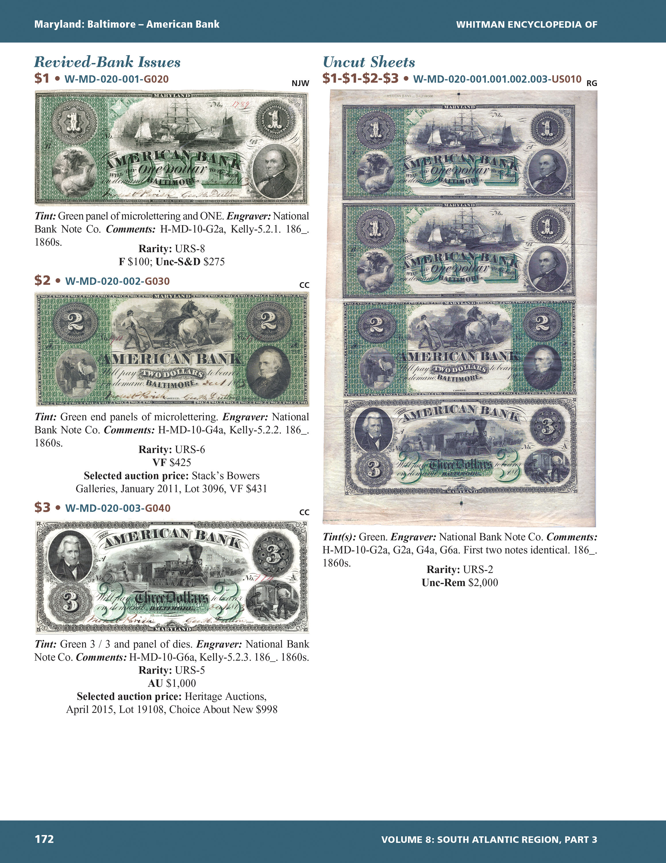 Whitman Encyclopedias: Whitman Encyclopedia of Obsolete Paper Money, Volume 8 – South Atlantic, Part 3 – Delaware, District of Columbia, Maryland, Virginia