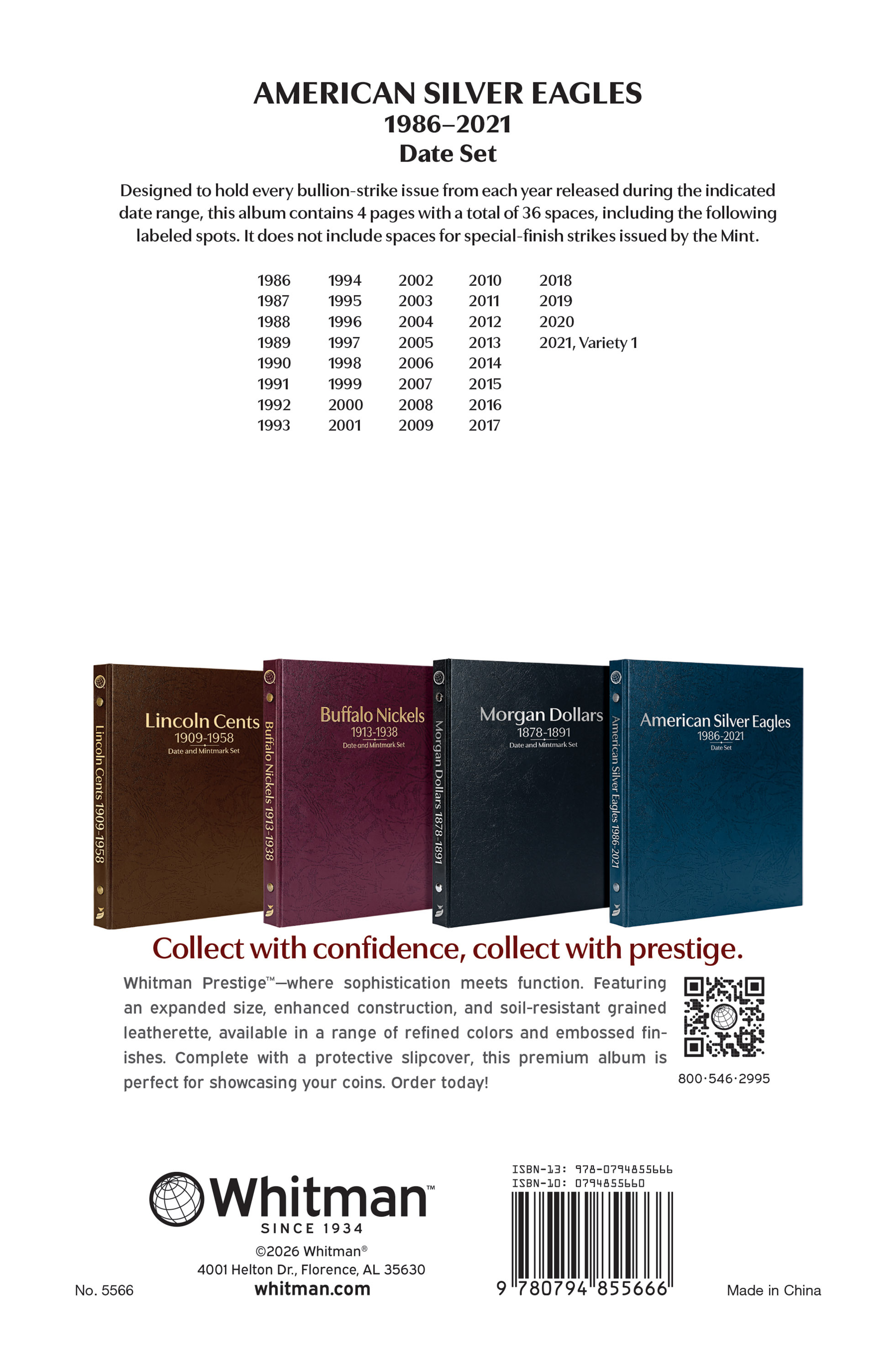 Whitman Prestige Coin Album – American Silver Eagles: 1986-2021 Date Set