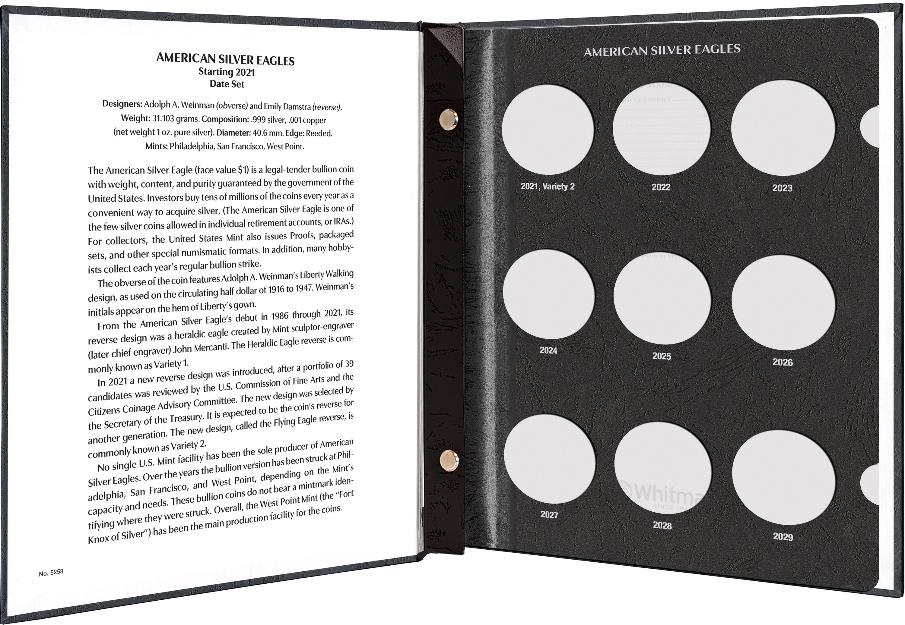 Whitman Prestige Coin Album – American Silver Eagles: Starting 2021 Date Set