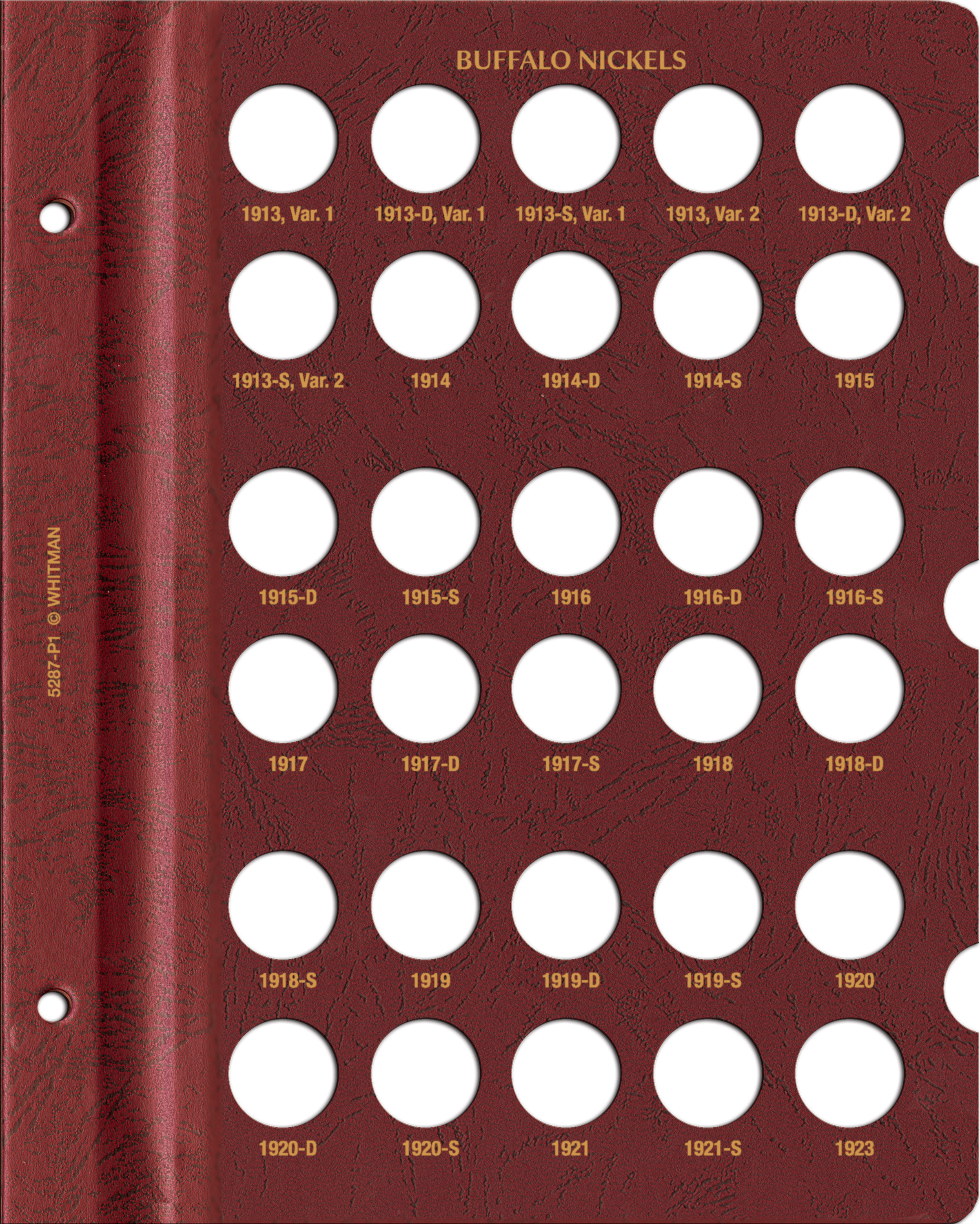 Whitman Prestige Coin Album – Buffalo Nickels: 1913-1938 Date & Mintmark Set